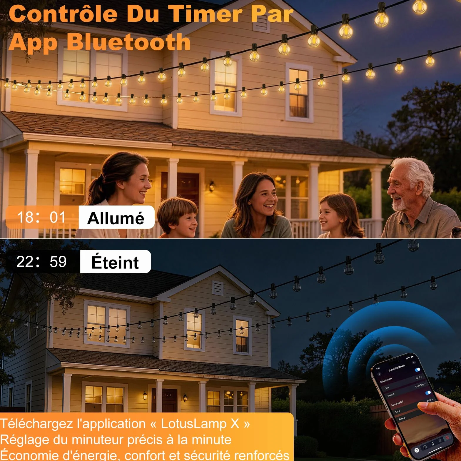 Guirlande Lumineuse Exterieur 23,5M 25+2 Ampoules APP Contrôle Télécommande Dimmable Étanche