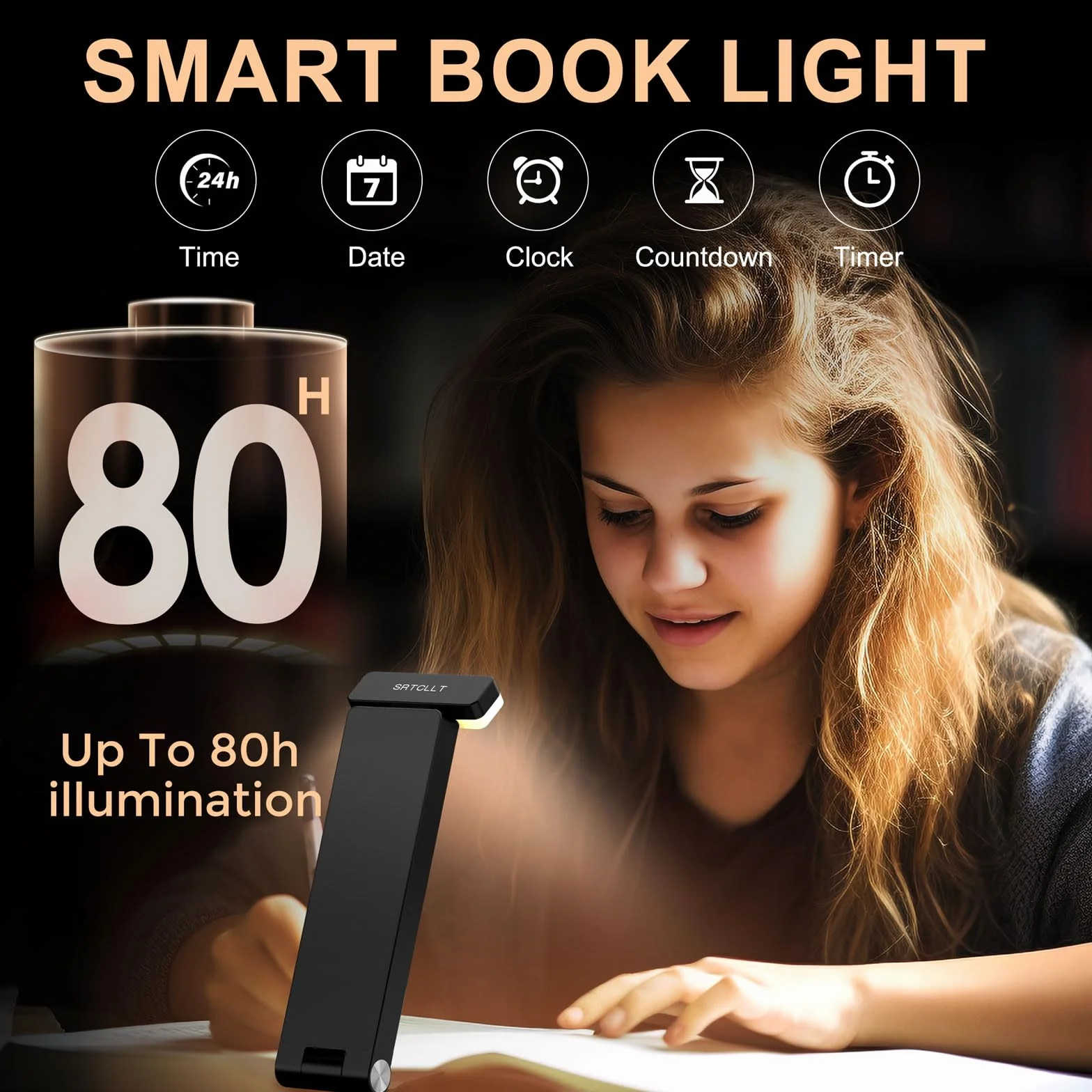 Lampe de lecture à piles rechargeables portable flexible couleur réglable luminosité variable