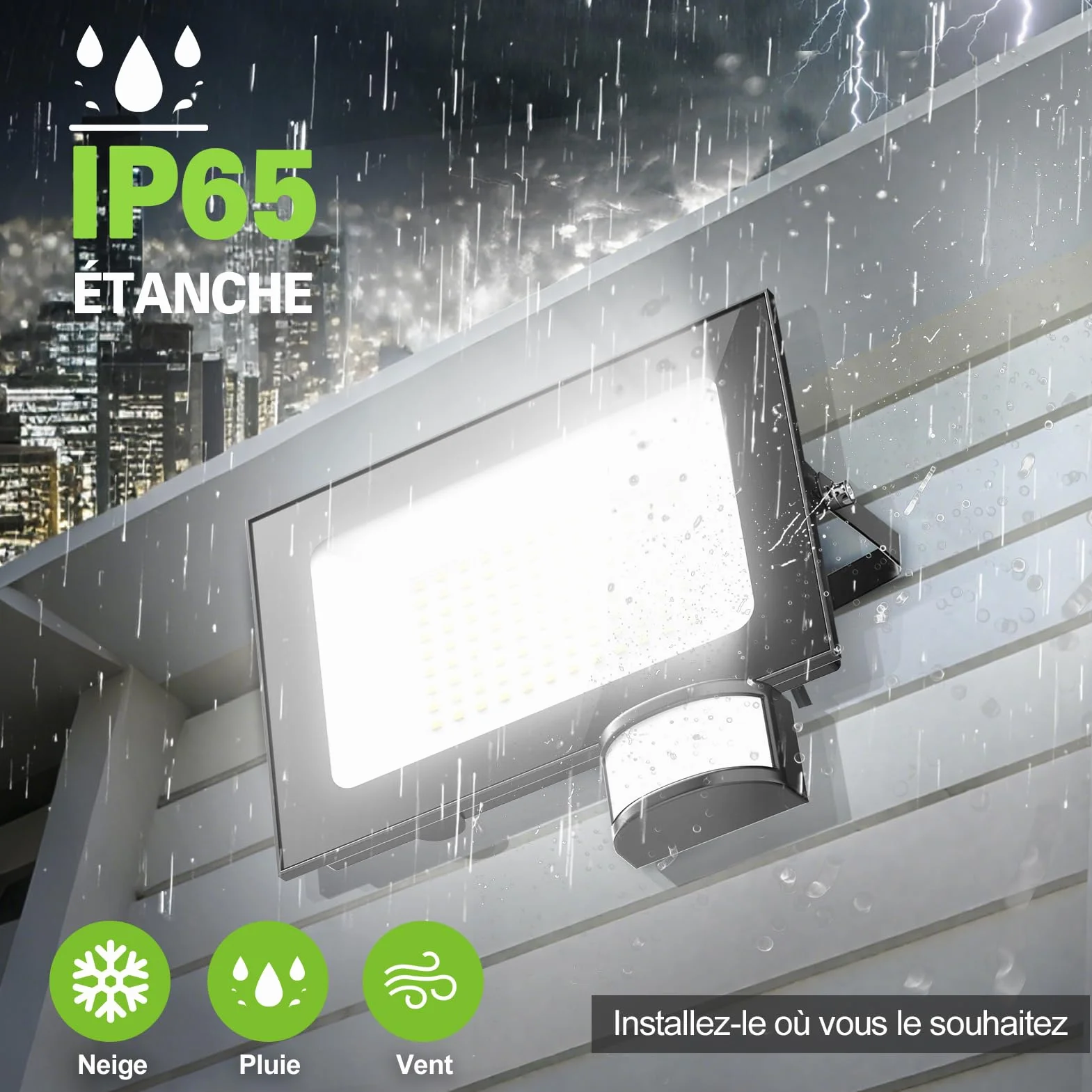 Projecteur LED Exterieur 150W 15000LM 6500K IP65 avec Detecteur de Mouvement
