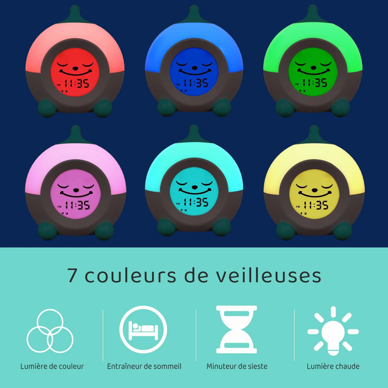 iHoo Réveil Enfant avec Veilleuse Tactile, Horloge Apprentissage Sommeil pour Filles Garçons 2-9 Ans