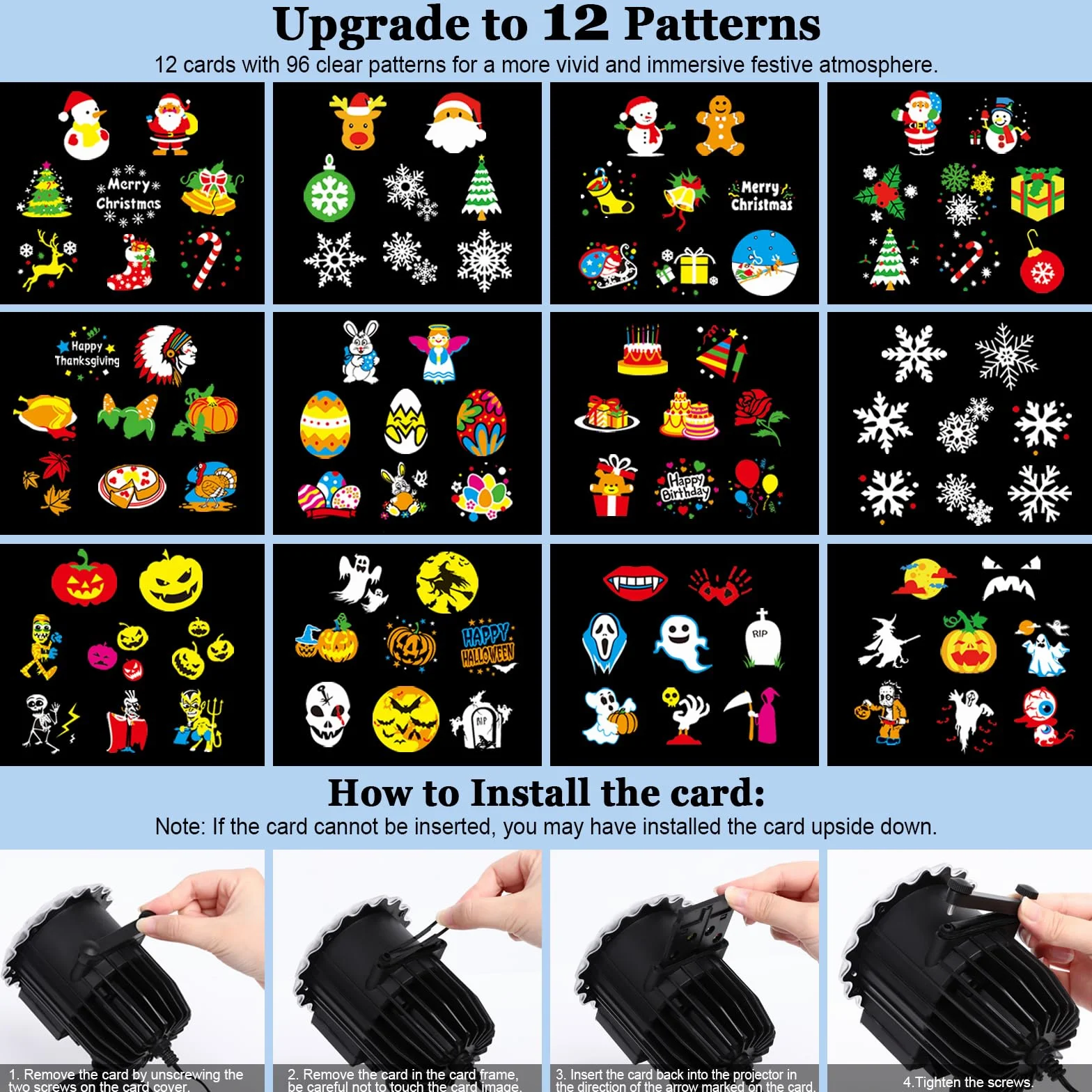 VIFLYKOO Projecteur Noël Extérieur LED IP65 12 Films 96 Motifs Télécommande