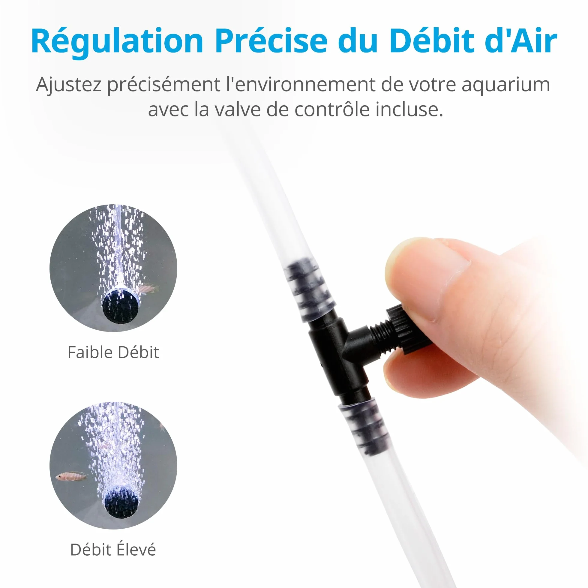 NICREW Pompe à Air Aquarium Ultra-Silencieux 150 L 1,7 W <35 DB avec Pierre à Bulles