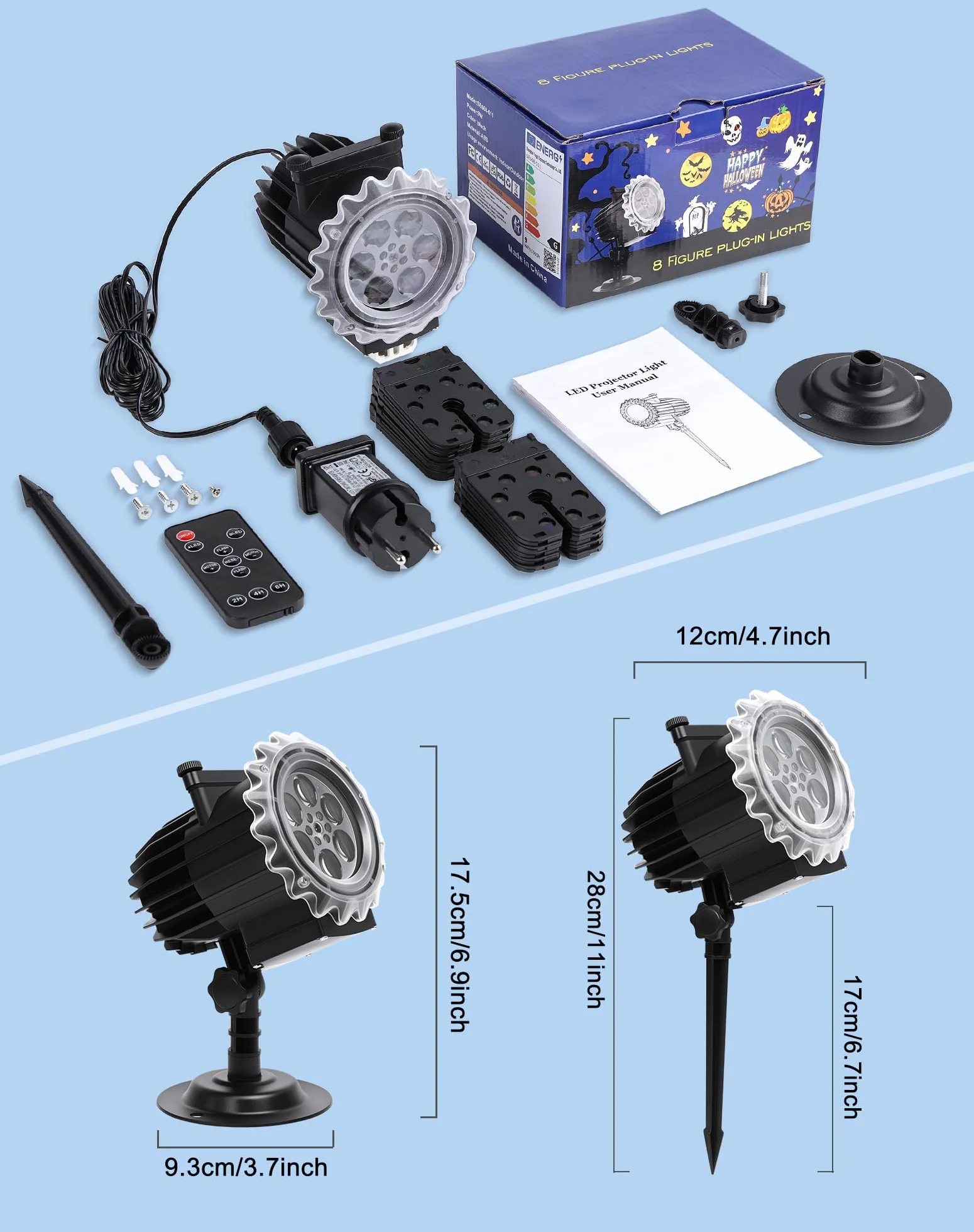 Projecteur Noël Extérieur LED 12 Films 96 Motifs Étanche IP44 avec Télécommande