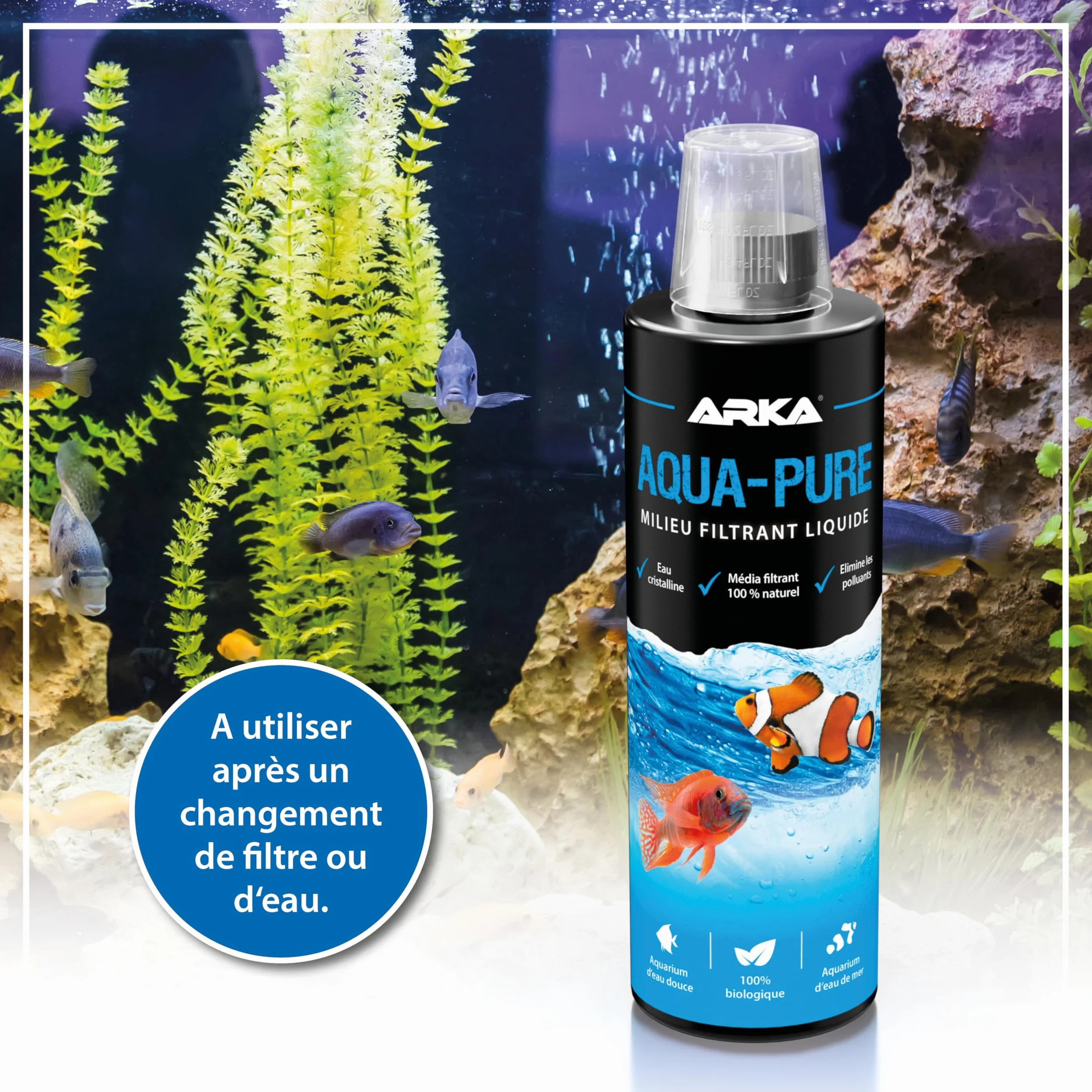 MICROBE-LIFT Aqua-Pure Clarificateur d’eau aquarium 118 ml – élimine la turbidité, eau cristalline, filtre biologique liquide eau douce & eau de mer