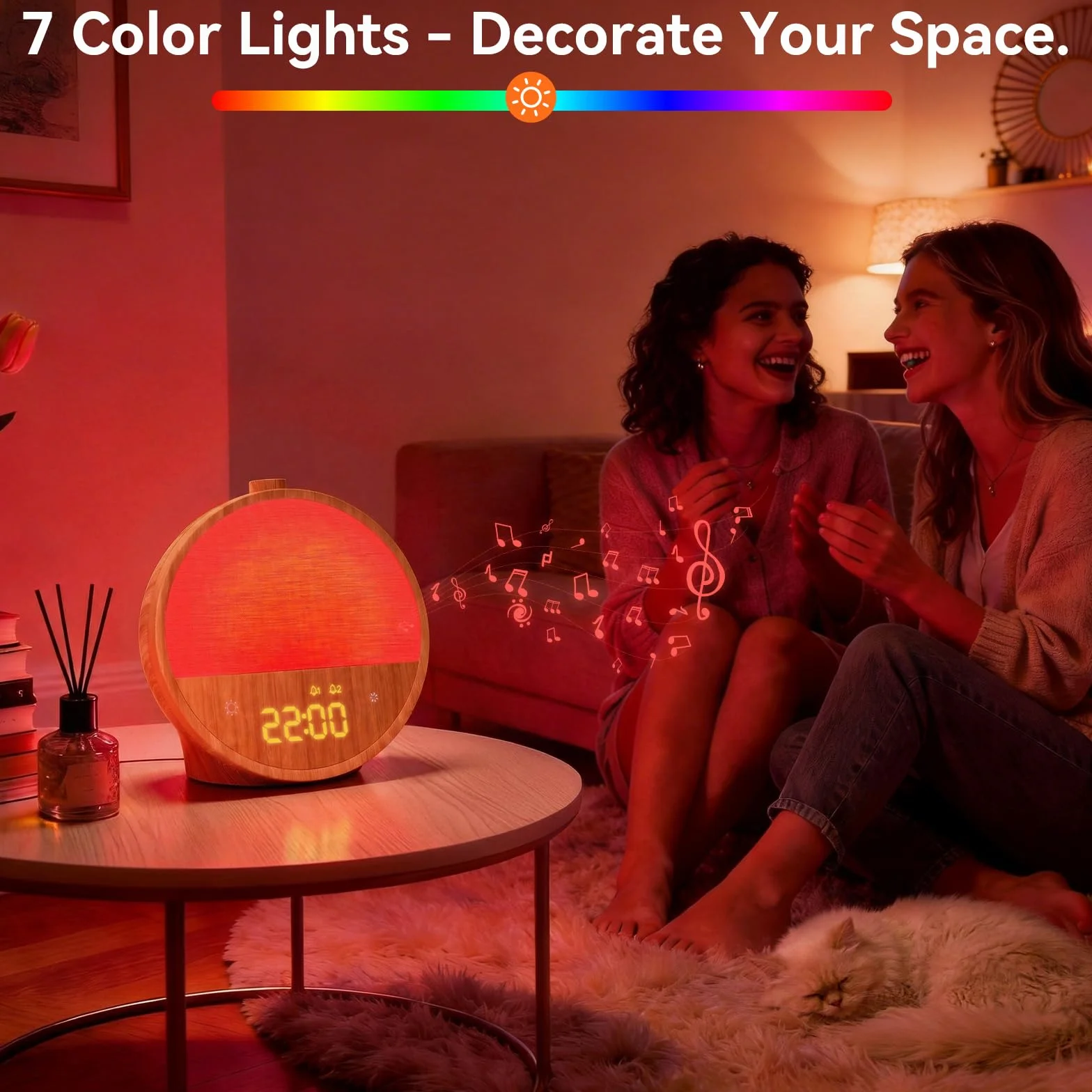 Réveil à lumière du jour blonbar, réveil avec lumière au lever du soleil, lampe de nuit 10 sons naturels et blancs, veilleuse RVB