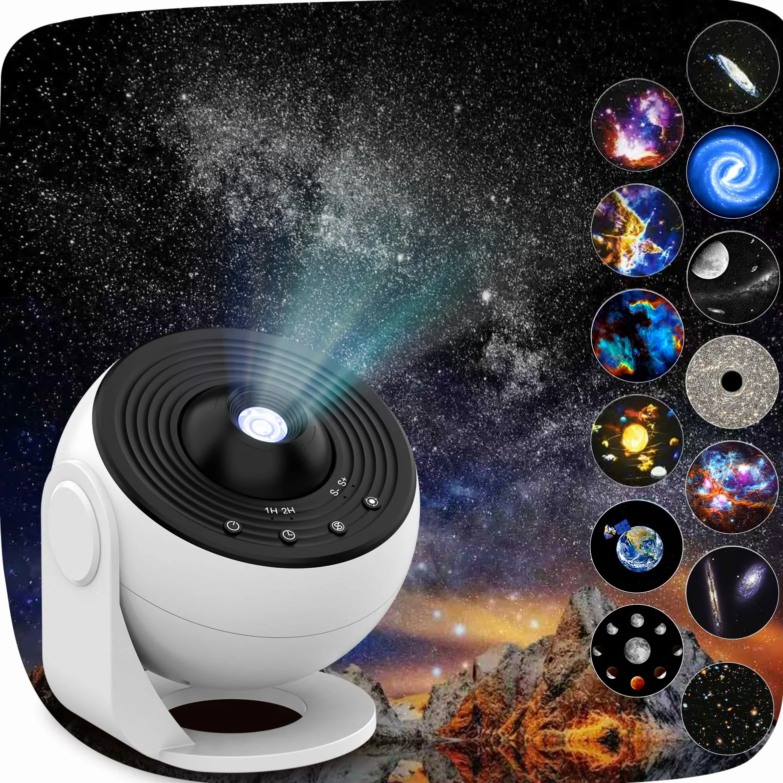 Projecteur Galaxy 13 en 1, Lampe de Nuit Ciel Étoilé avec 12 Constellations, Nébuleuse Rotatif 360°