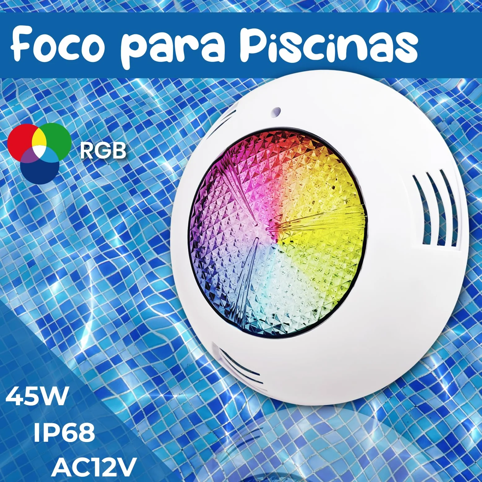 ATOMANT Lot de 2 Lumières de Piscine LED 45W RGB 12V AC IP68 Submersible