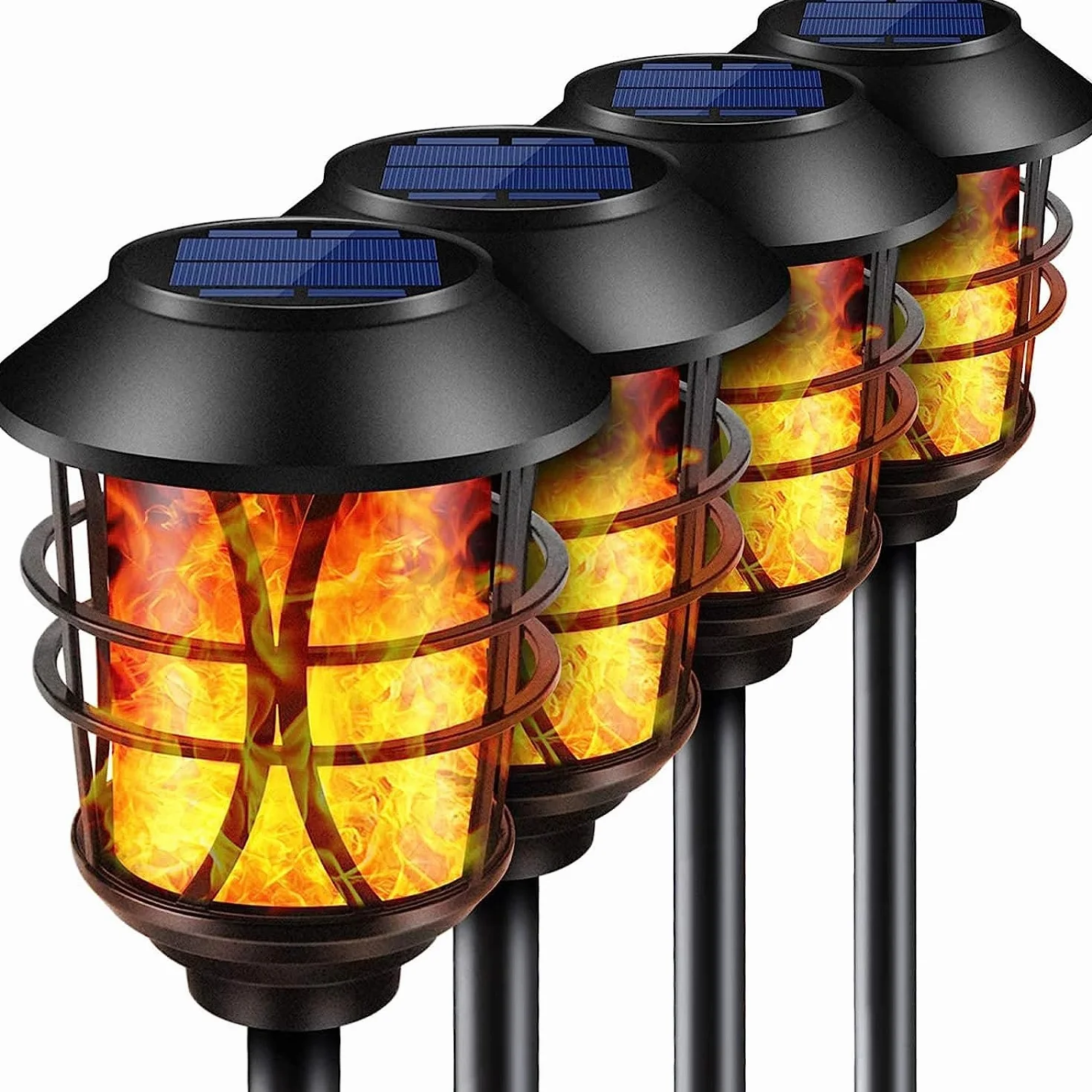 SOLARBABY feu clignotant extérieur solaire étanche LED métal paysage lumière de passage pack de 4