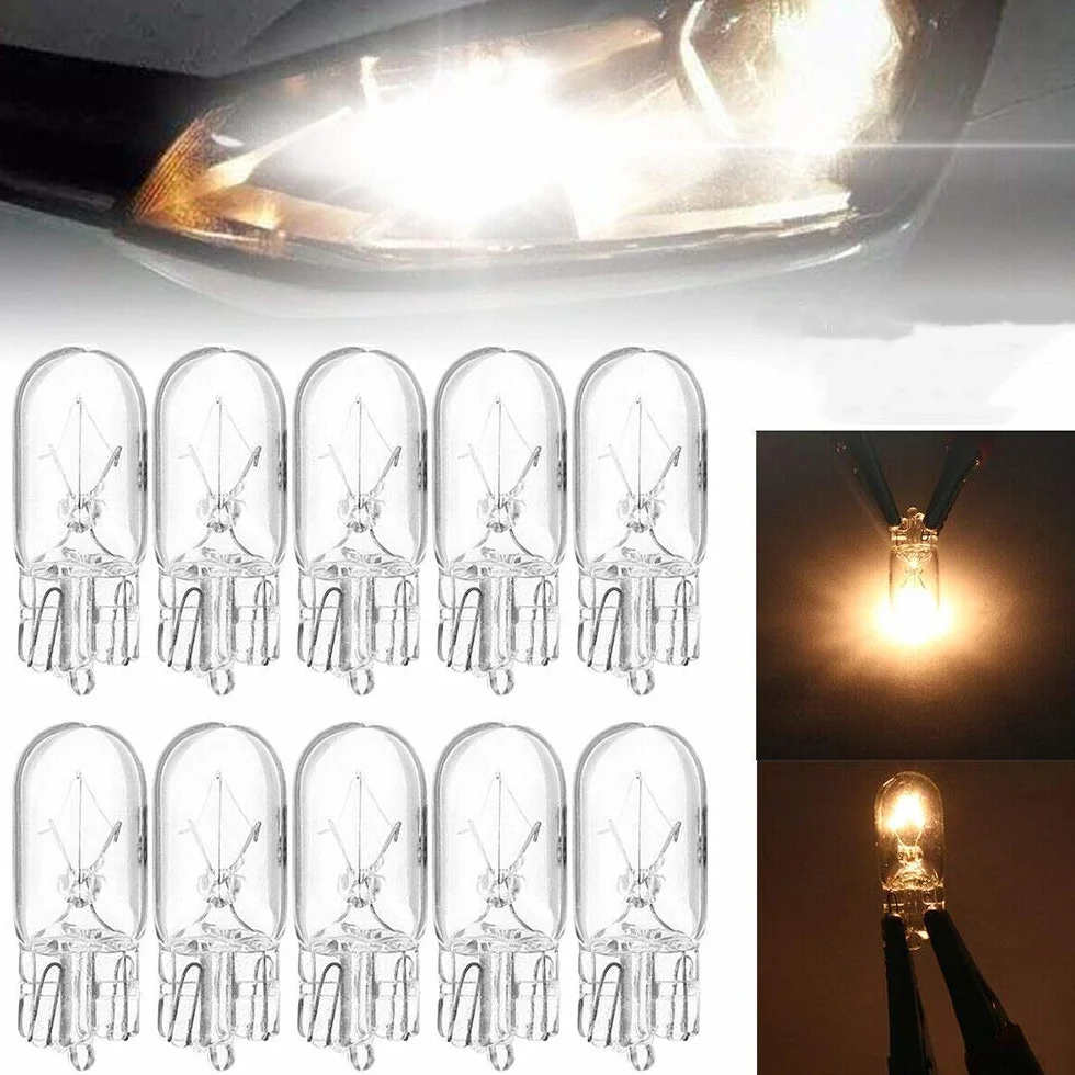 Ampoules halogènes T10 W5W 12V 5W Blanc Chaud Feux de Plaque d'immatriculation Voiture
