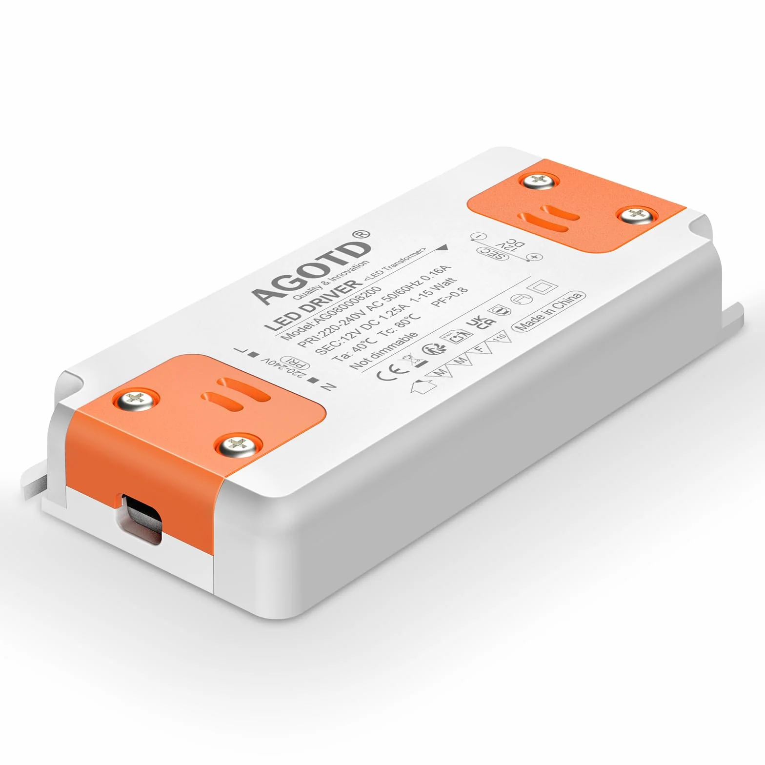Transformateur LED 220-240V DC 12V 15W Driver Alimentation Tension Constante