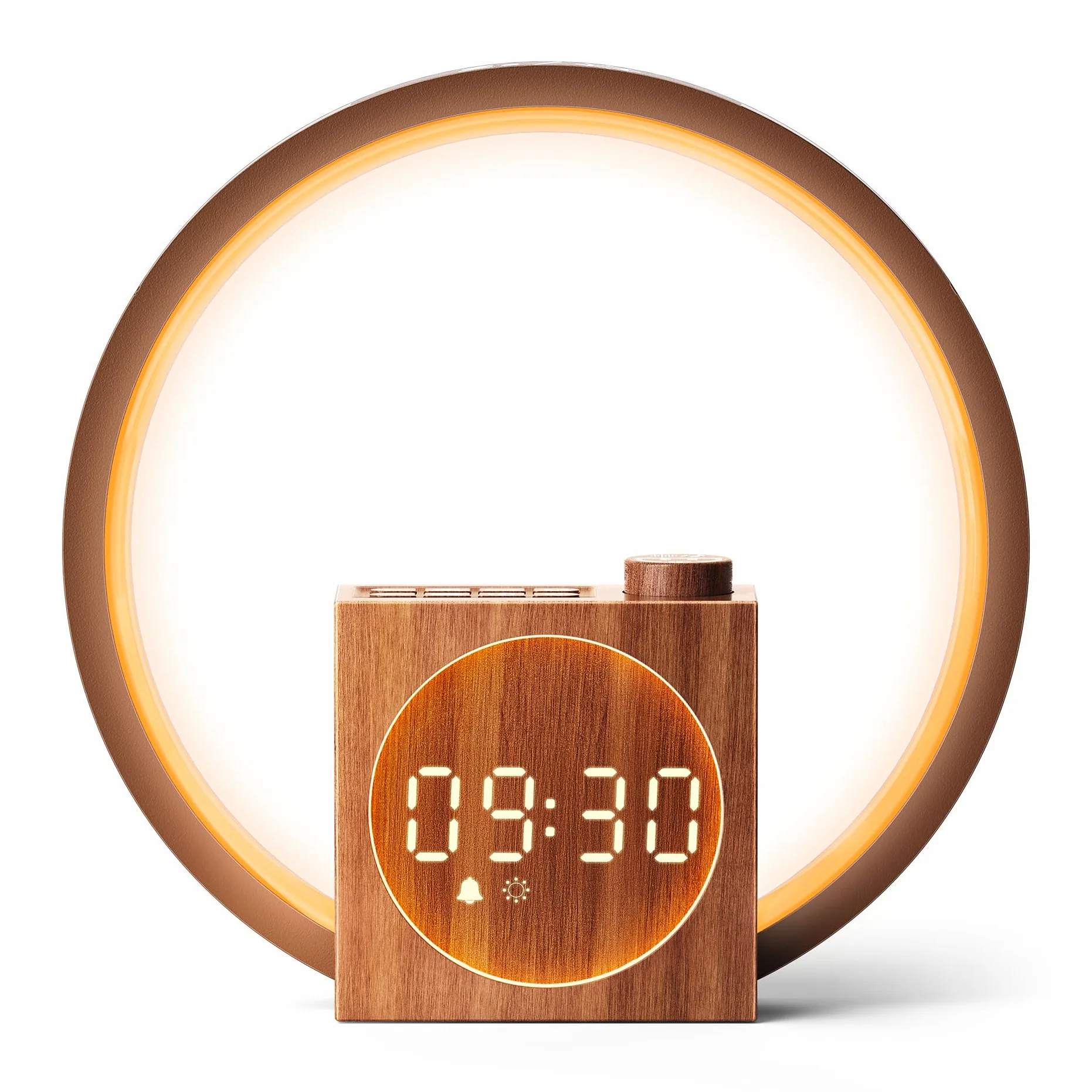 Dreamegg Lampe de Chevet Réveil Simulateur d'Aube Tactile Dimmable 20 Niveaux Luminosité 12 Modes Intensité Éclairage Charge USB 25 Sons Apaisants