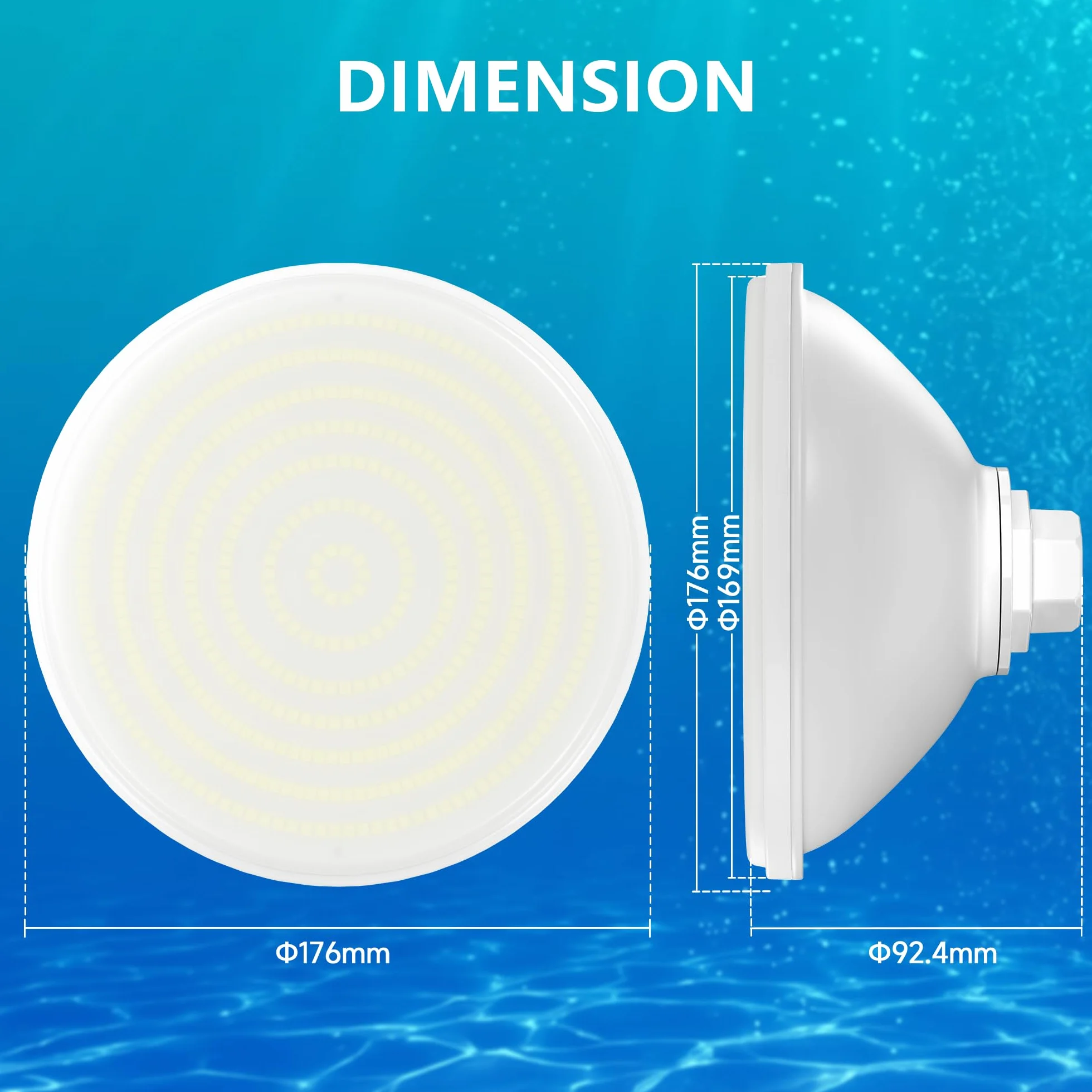 Projecteur Piscine LED PAR56 30W 3000lm IP68 Étanche 12V AC/DC Blanc Froid