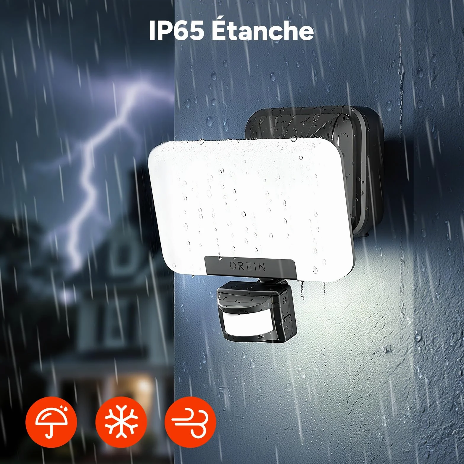 OREiN Projecteur LED Extérieur 24W 2800LM 2700/4000/6500K IP65 Détecteur de Mouvement