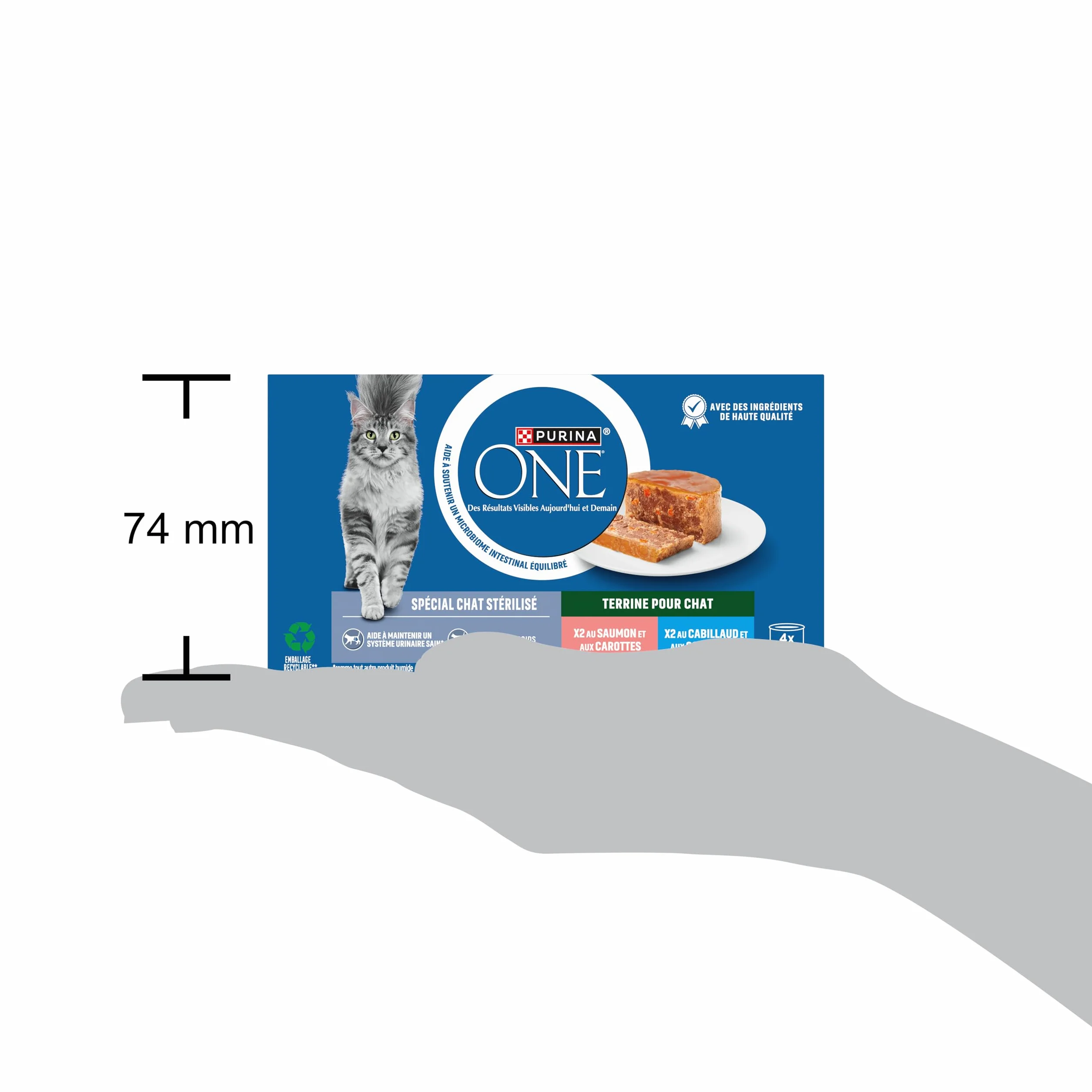 PURINA ONE Terrines Chat Stérilisé Saumon Cabillaud 4 x 85 g