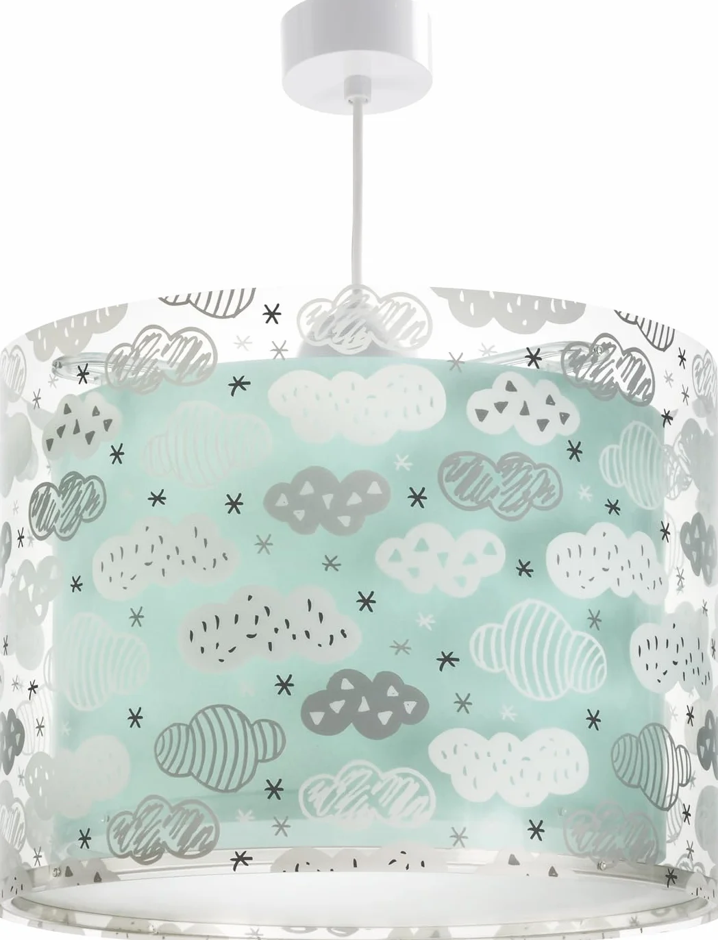 Dalber Lampe Suspension Plafonnier Enfants Nuages Vert E14