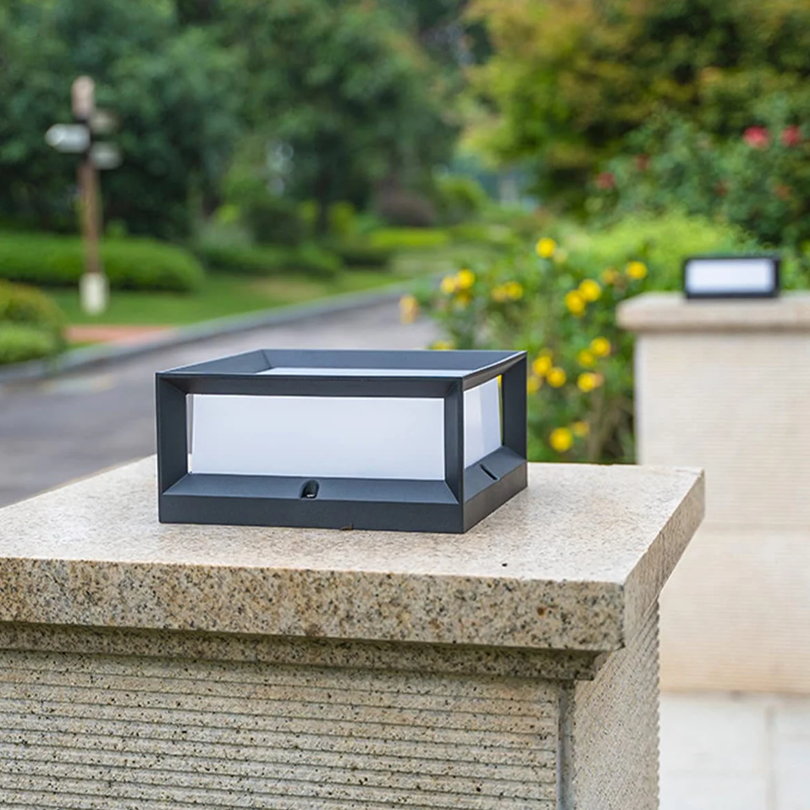 Lampe de Pilier Extérieur Aluminium IP55 Étanche Lanterne Jardin Noir