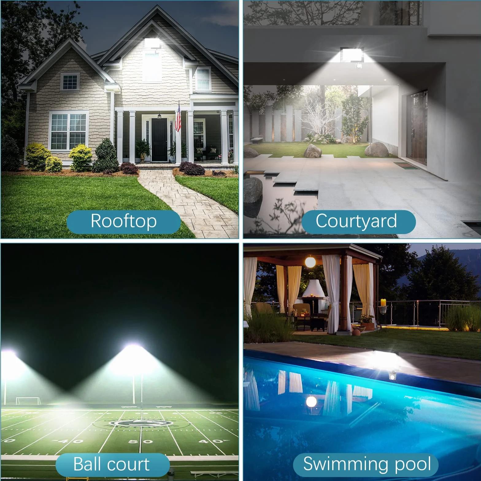 Projecteur LED Detecteur de Mouvement 100W 10000lm 7000K Blanc Froid IP67 Etanche Exterieur