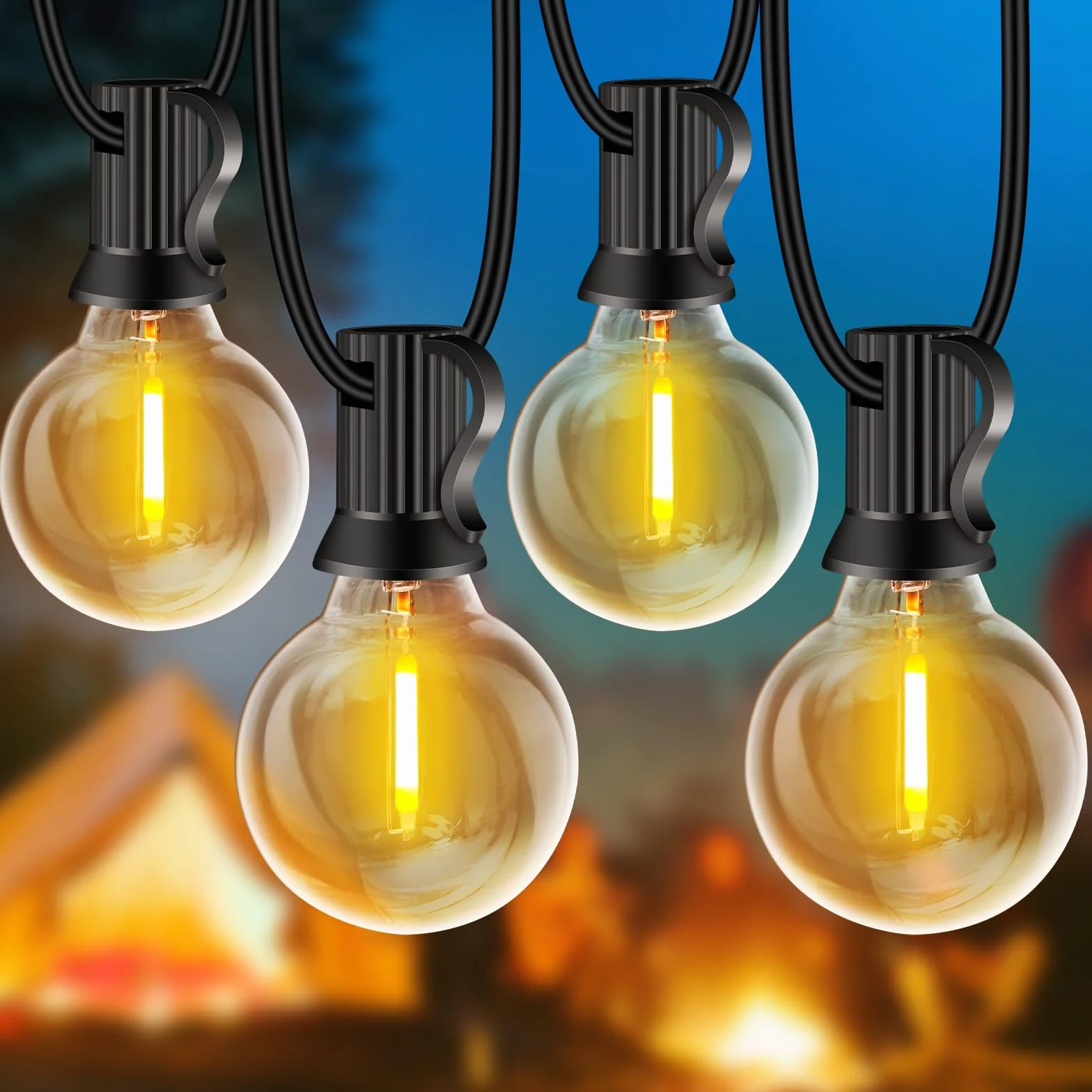 Rintea Guirlande Lumineuse Exterieure 20M/30M 30+2 Ampoules G40 Incassable Plug&Play Étanche LED Connectable Blanc Chaud