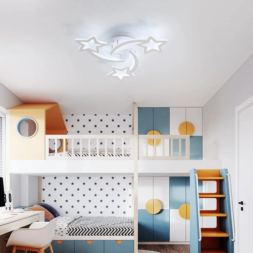 Goeco Lustre Enfant Lampe Plafond LED 40W 4500LM Diamètre 54cm Blanc Froid 6500K