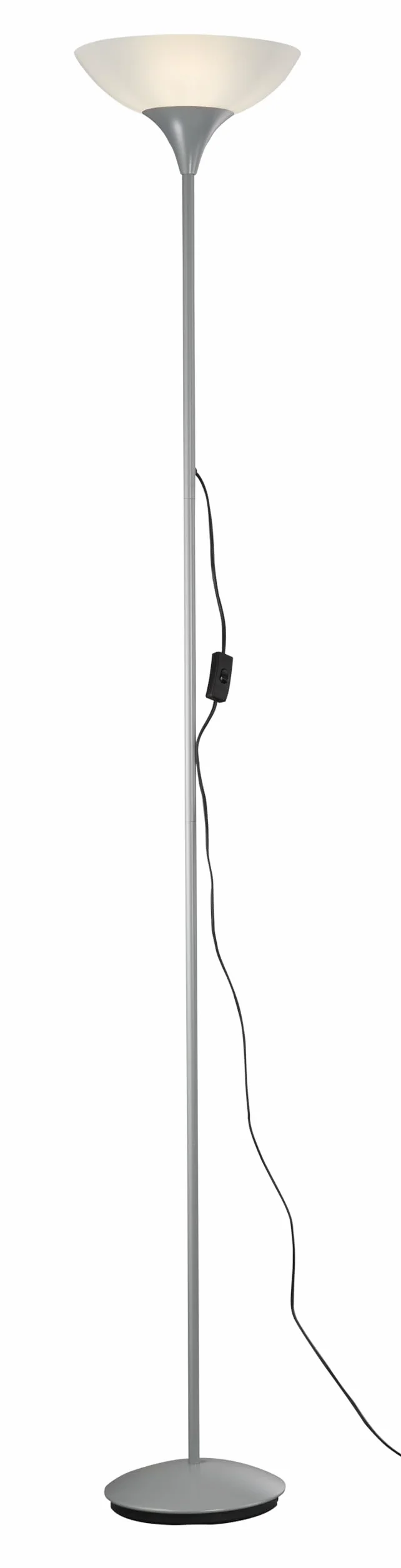 Lampadaire Dezwo 1xE27 Plastique Blanc Métal Titane Ø230mm H180cm IP20 Interrupteur