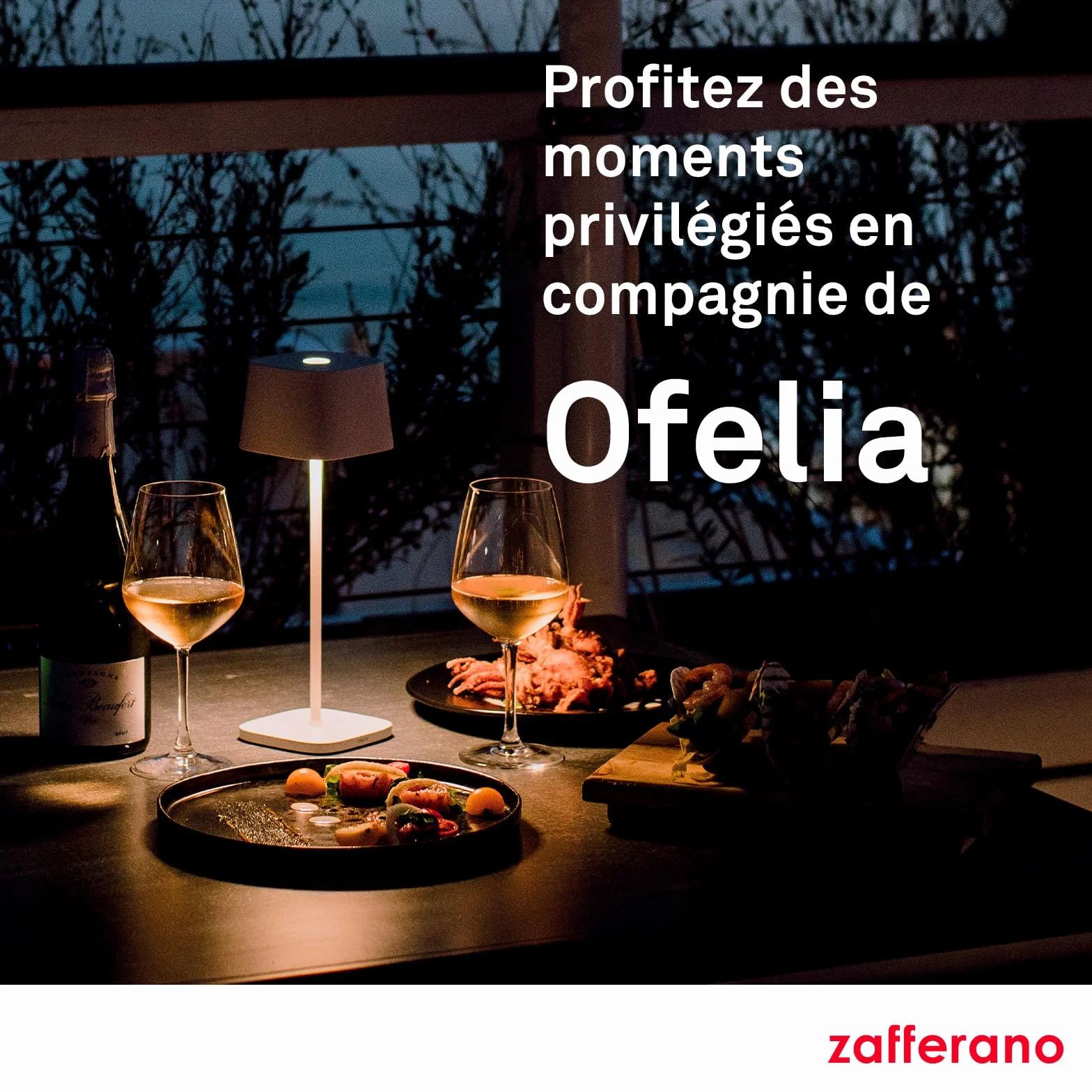 Zafferano Ofelia Lampe de Table Rechargeable Sans Fil Contrôle Tactile Dimmer 2200-3000 K Hauteur 29 cm Gris Foncé