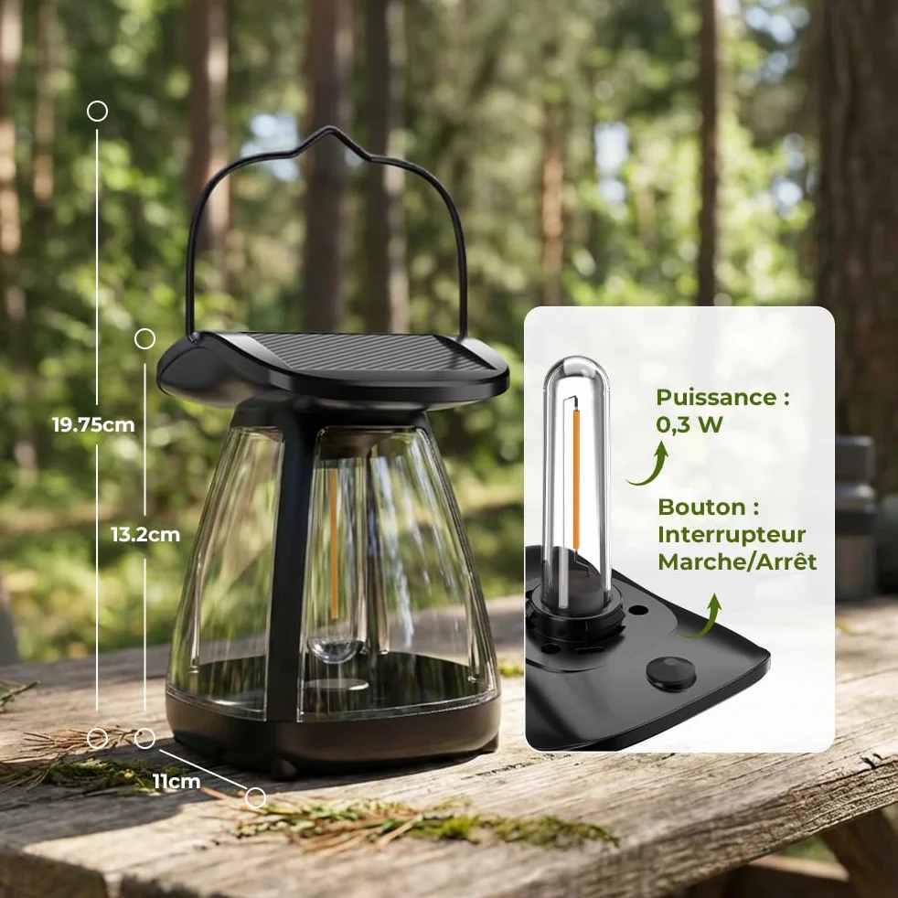 OUSFOT Lanterne Solaire Extérieur IP65 2 Pièces Lampes de Camping pour Jardin Balcon