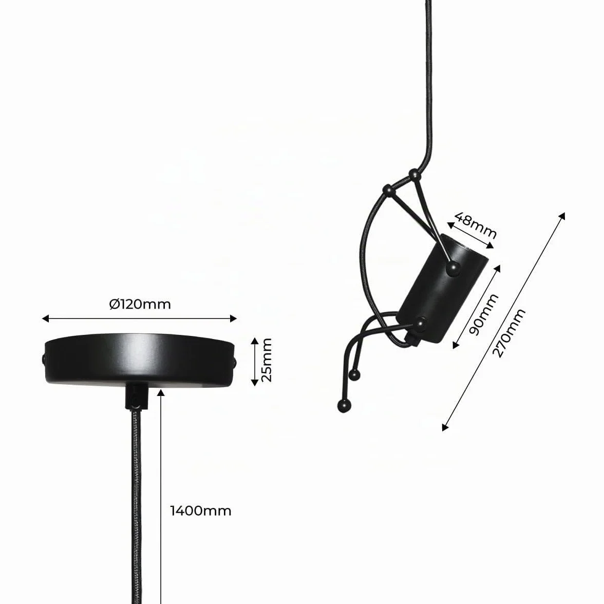 Barcelona LED LV418 Lampe suspension plafond créative humanoïde vintage moderne E27 noir