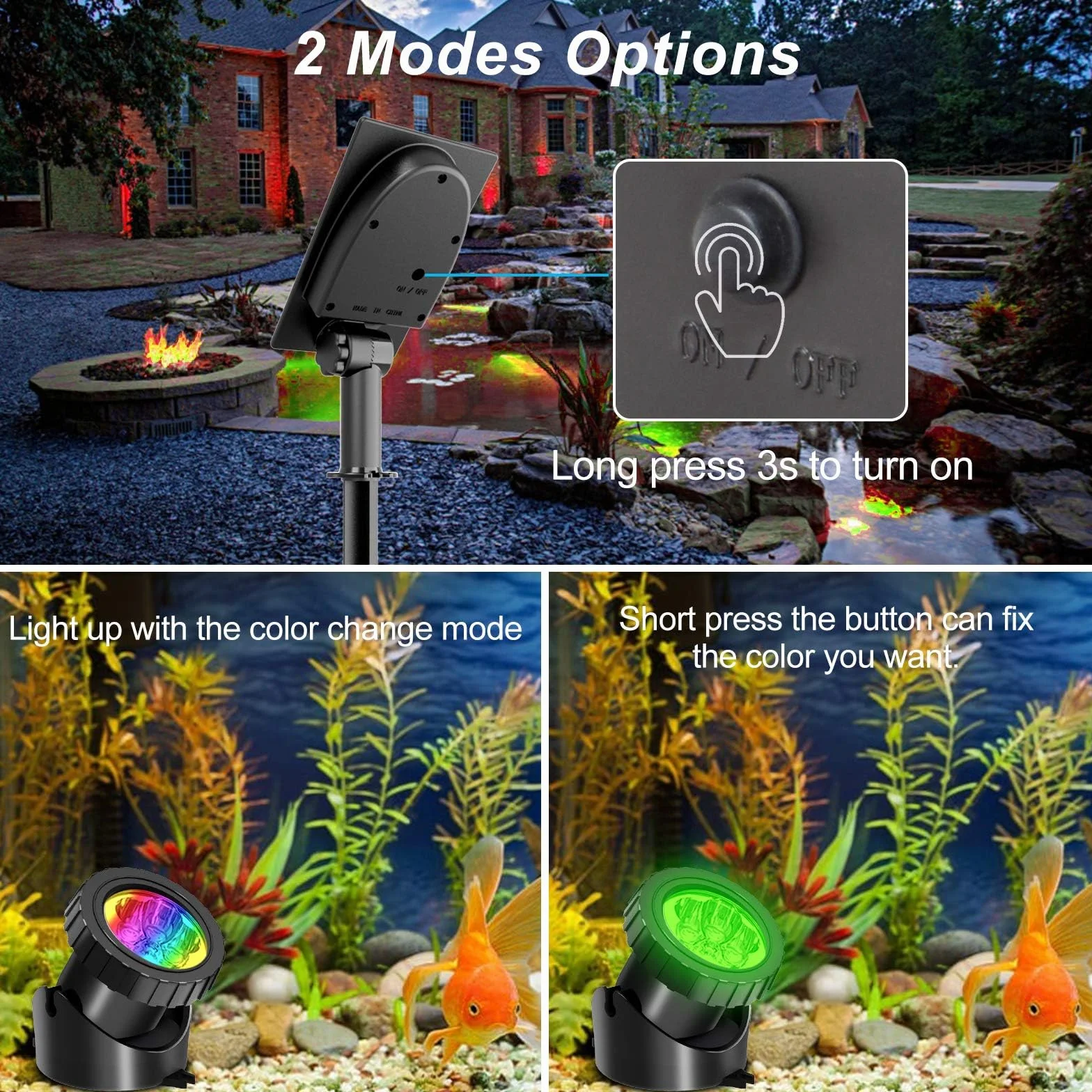 Lampes Solaires de Bassin LED Submersibles RGB IP68 Étanche Extérieur Jardin Piscine (5 Lumières)