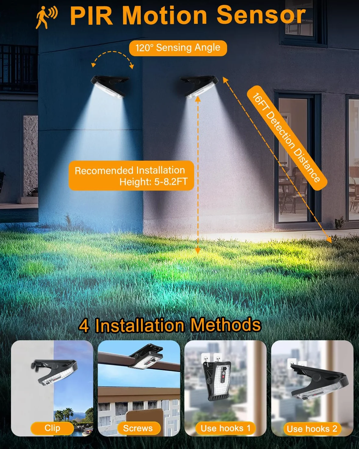 Lampes solaires extérieur avec détecteur de mouvement 70 LED 3 températures couleur USB télécommande étanche