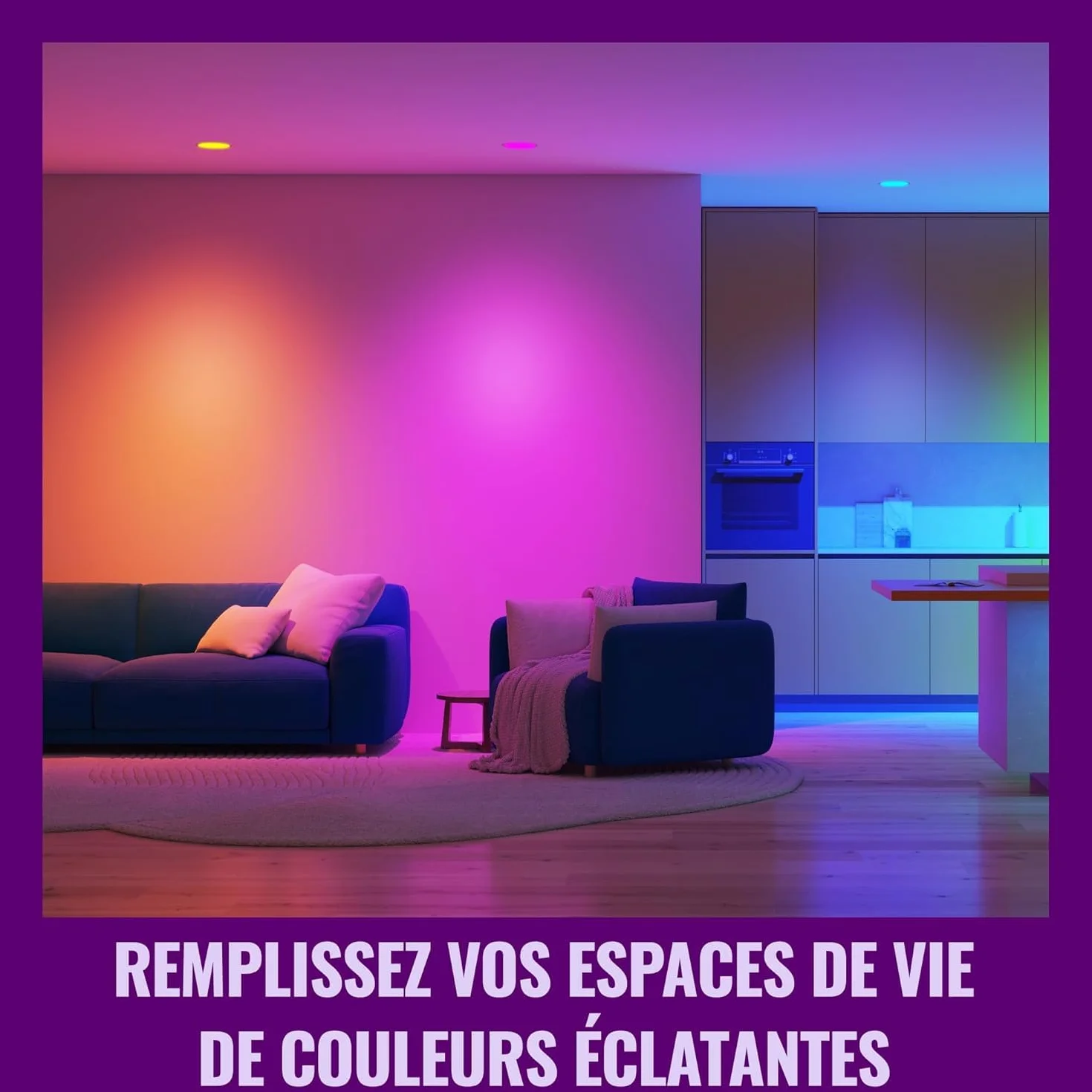WiZ Spot LED connecté GU10 verre Multicolore Blanc 50W 2200-6500K 345lm intensité réglable compatible Alexa Google Assistant Apple Home pack de 1