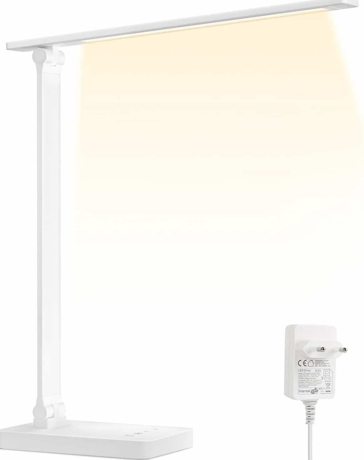 Lepro Lampe de Bureau 800 lm, 5 Modes Couleur, 5 Niveaux Luminosité Dimmable, Anti-Éblouissement, Contrôle Tactile, Blanc