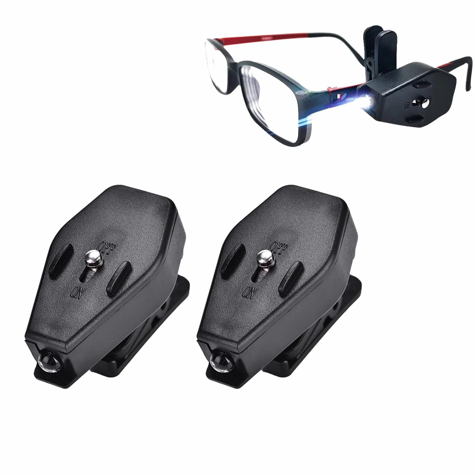 Lampe LED à pince pour lunettes, rotation 360°, portable mains libres