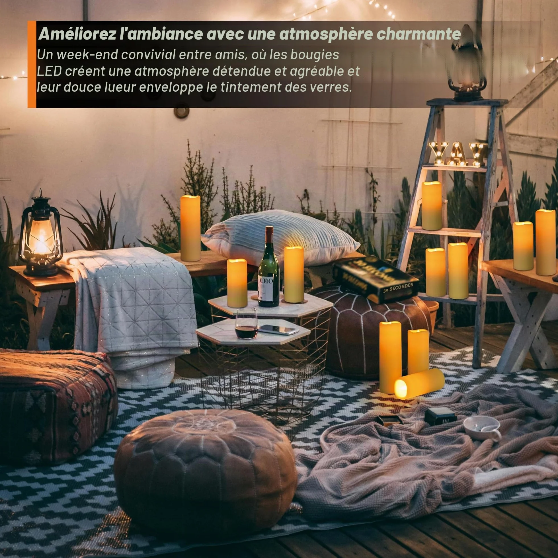 Bougies LED Sans Flamme Lot de 3 Extérieure Étanche avec Télécommande