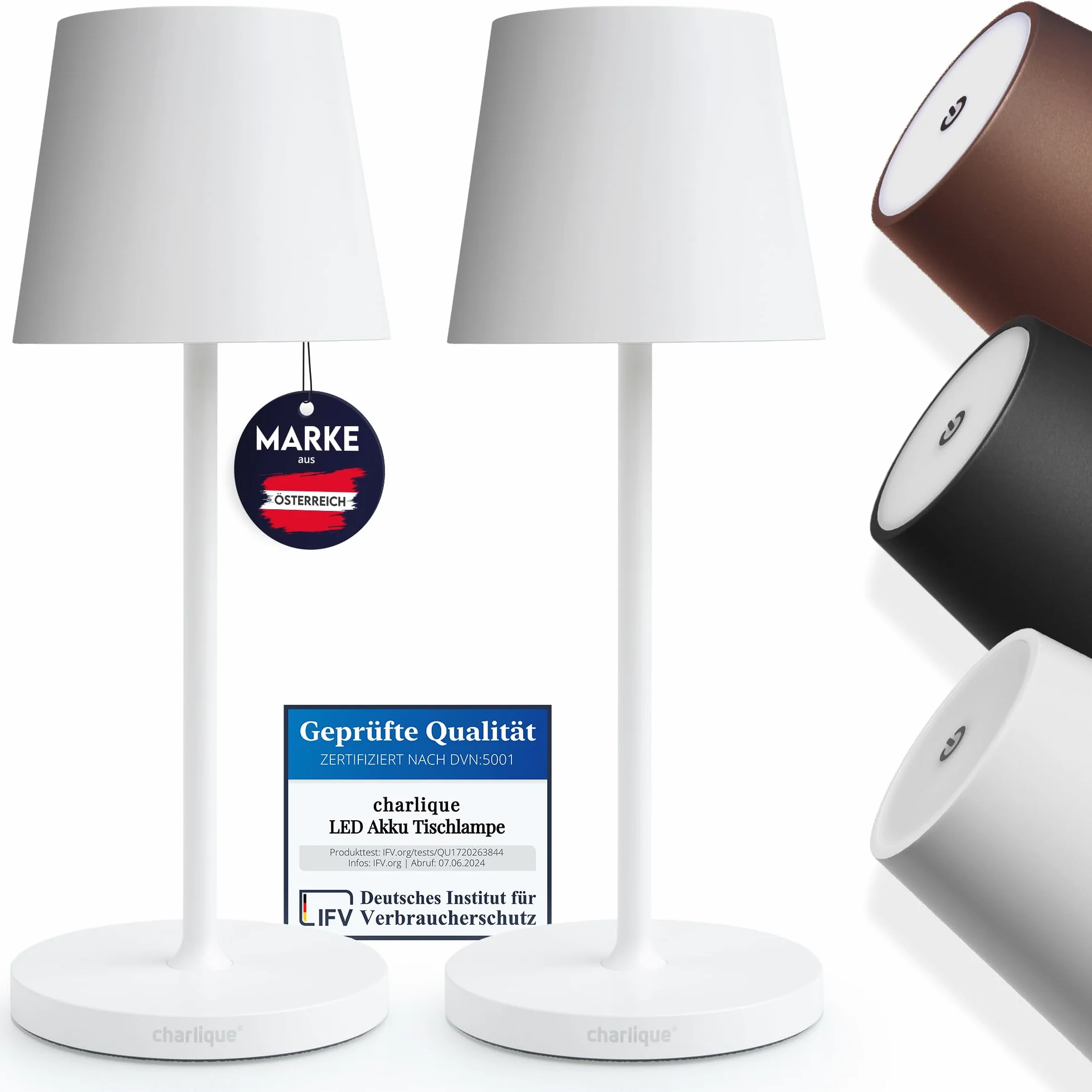 Lampe LED à poser rechargeable USB blanc double pack – lampe nomade tactile sans fil avec variateur pour extérieur