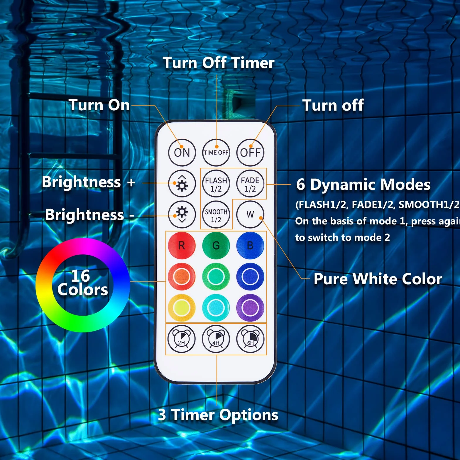 LyLmLe Rechargeable LED Submersible Light 14cm RGBW IP68 Étanche avec Télécommande, Lumières sous-marines Magnétique Lot de 2