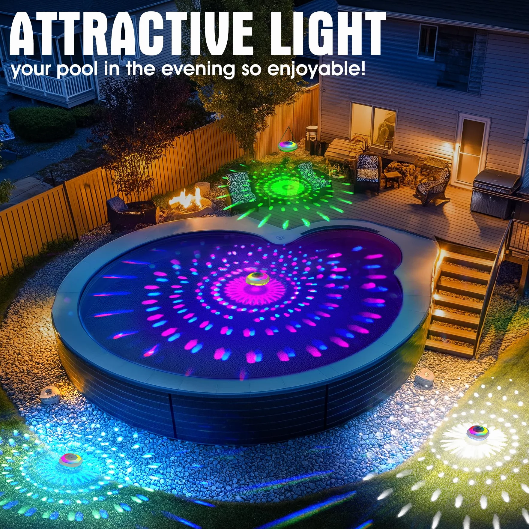 DeeprBetter Lampe Piscine Flottante LED IP68 Rechargeable sans Fil avec Télécommande