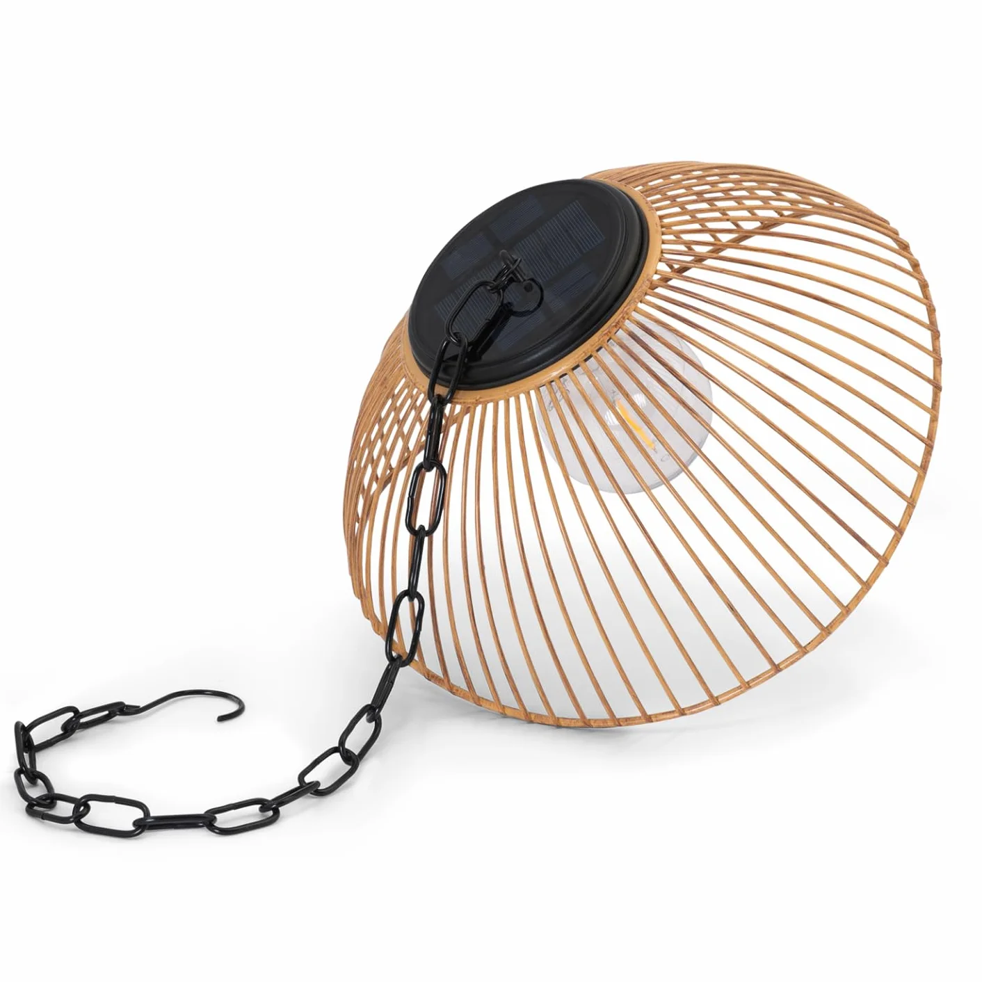 Lampe solaire extérieure SYDNEY suspension métal effet rotin