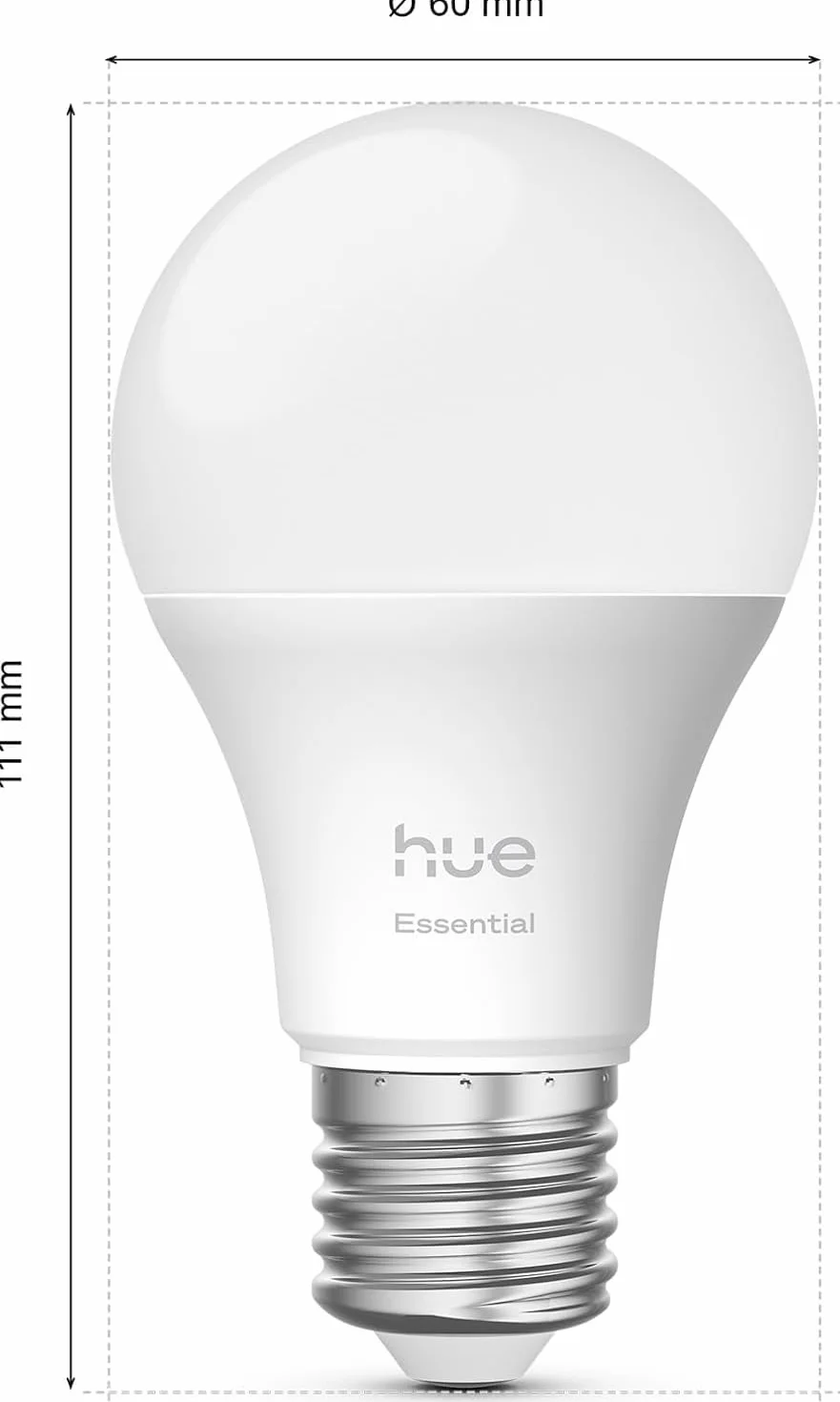 Philips Hue Essential Ampoule Connectée LED A60 E27 8W 2200-6500K 806lm White and Color Ambiance Pack de 4
