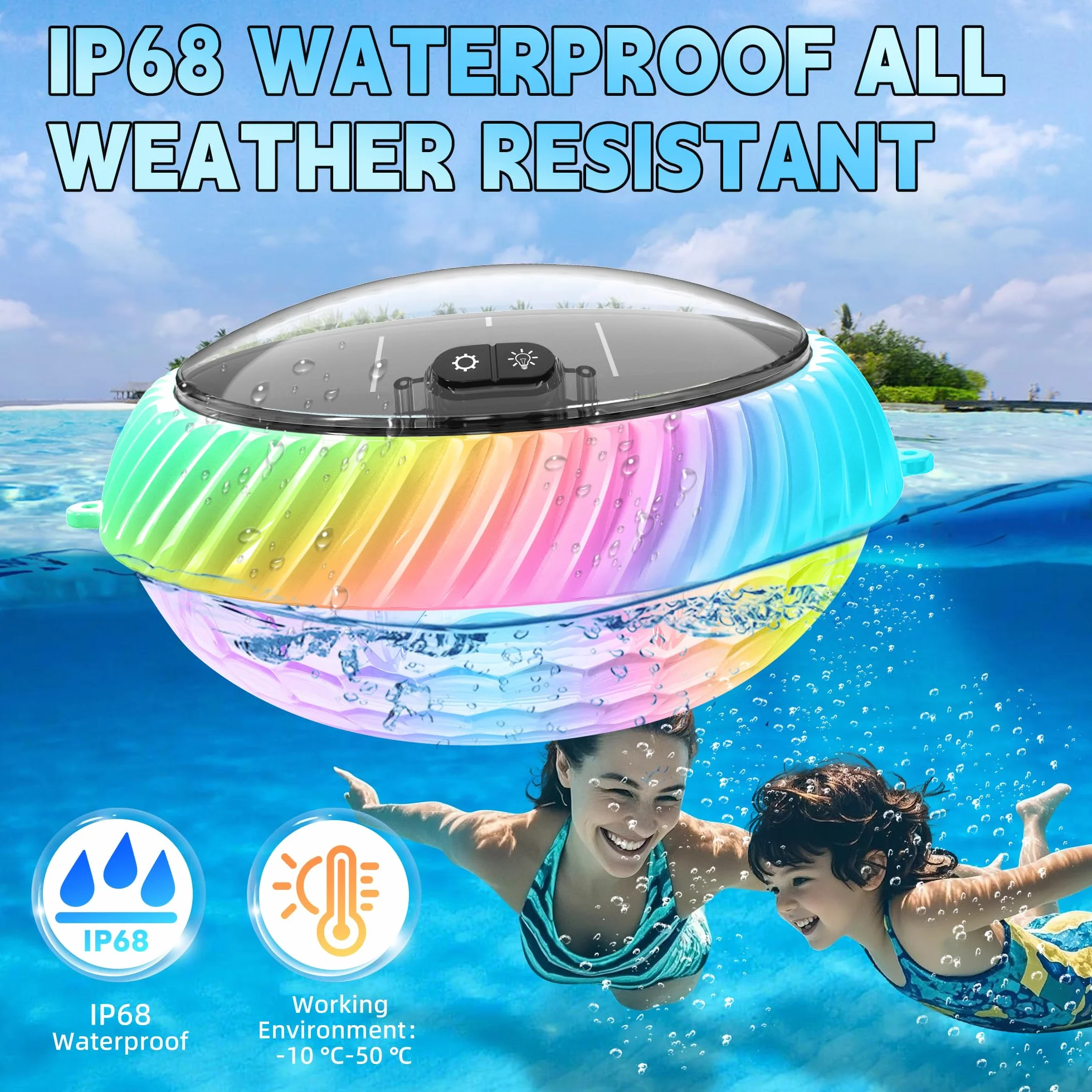 AearKing Lampe Piscine Flottante LED RGB Solaire avec Télécommande IP68