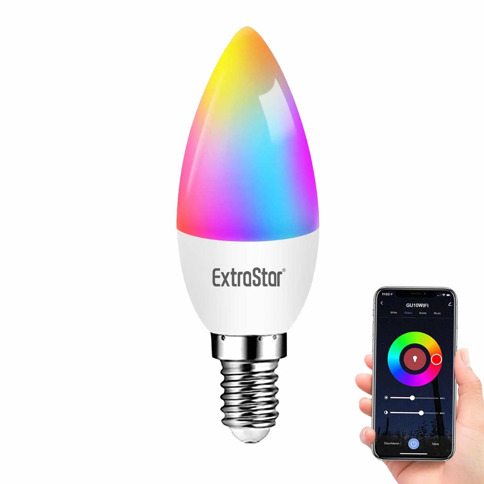 EXTRASTAR Ampoule Connectée WiFi LED E14 5W 470LM 6500K Compatible Alexa Google Home