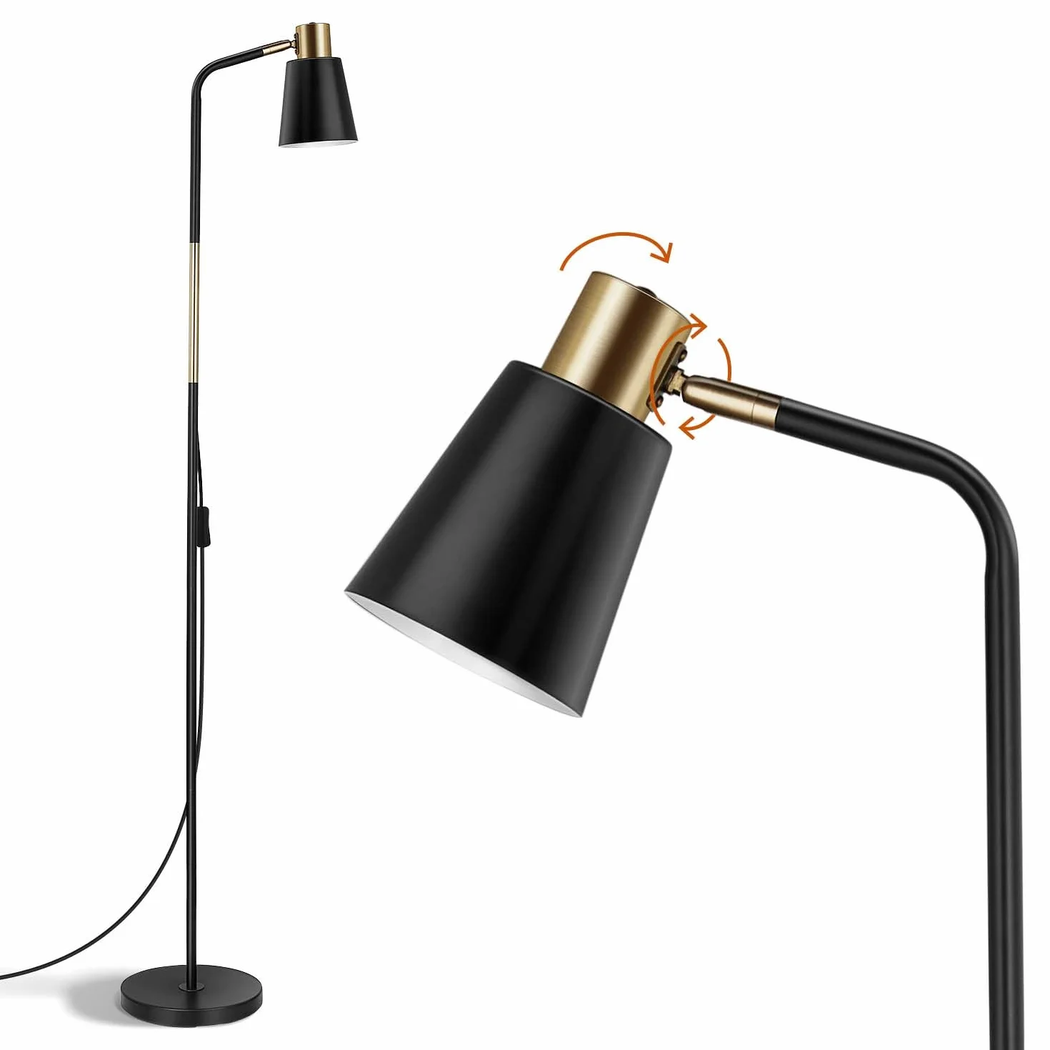 Lampadaire Industriel Rétro E27 146cm 230V Métal Noir OUSFOT