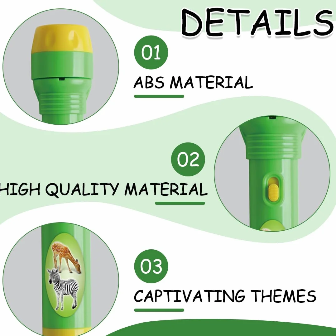 Lampe Torche Projecteur Animal avec 3 Disques Jouet Projecteur Histoire Enfants 3-7 Ans Cadeau Éducatif Scientifique
