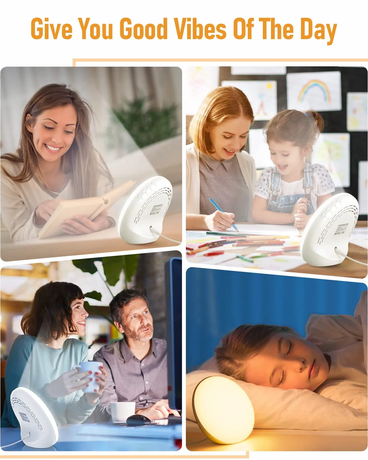 Lampe de Luminothérapie 10 000 Lux avec Couleurs de Lumière Réglables, Minuterie Réglable, Sans Clignotement