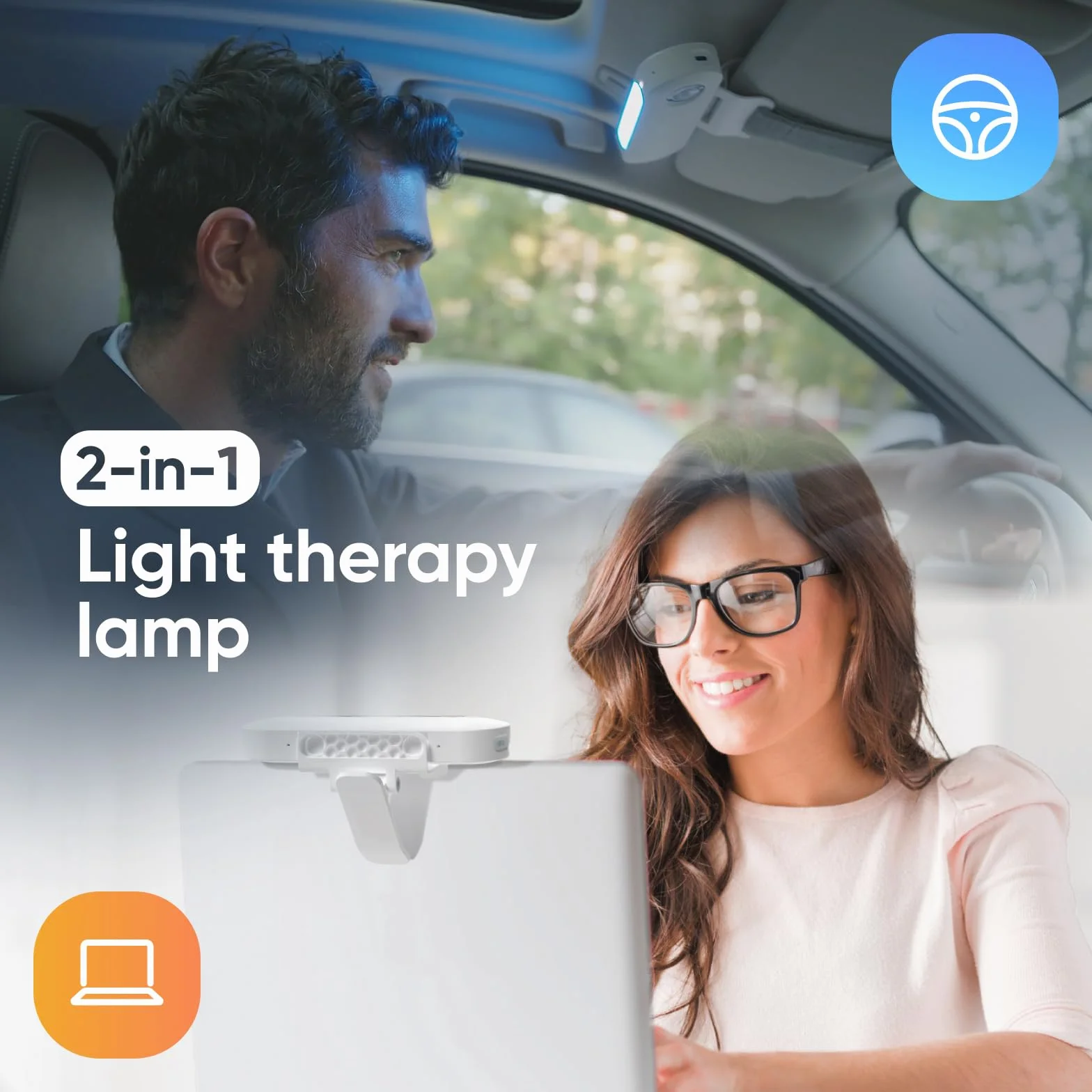 Luminette Drive® Lampe de luminothérapie 2-en-1 pour voiture et ordinateur