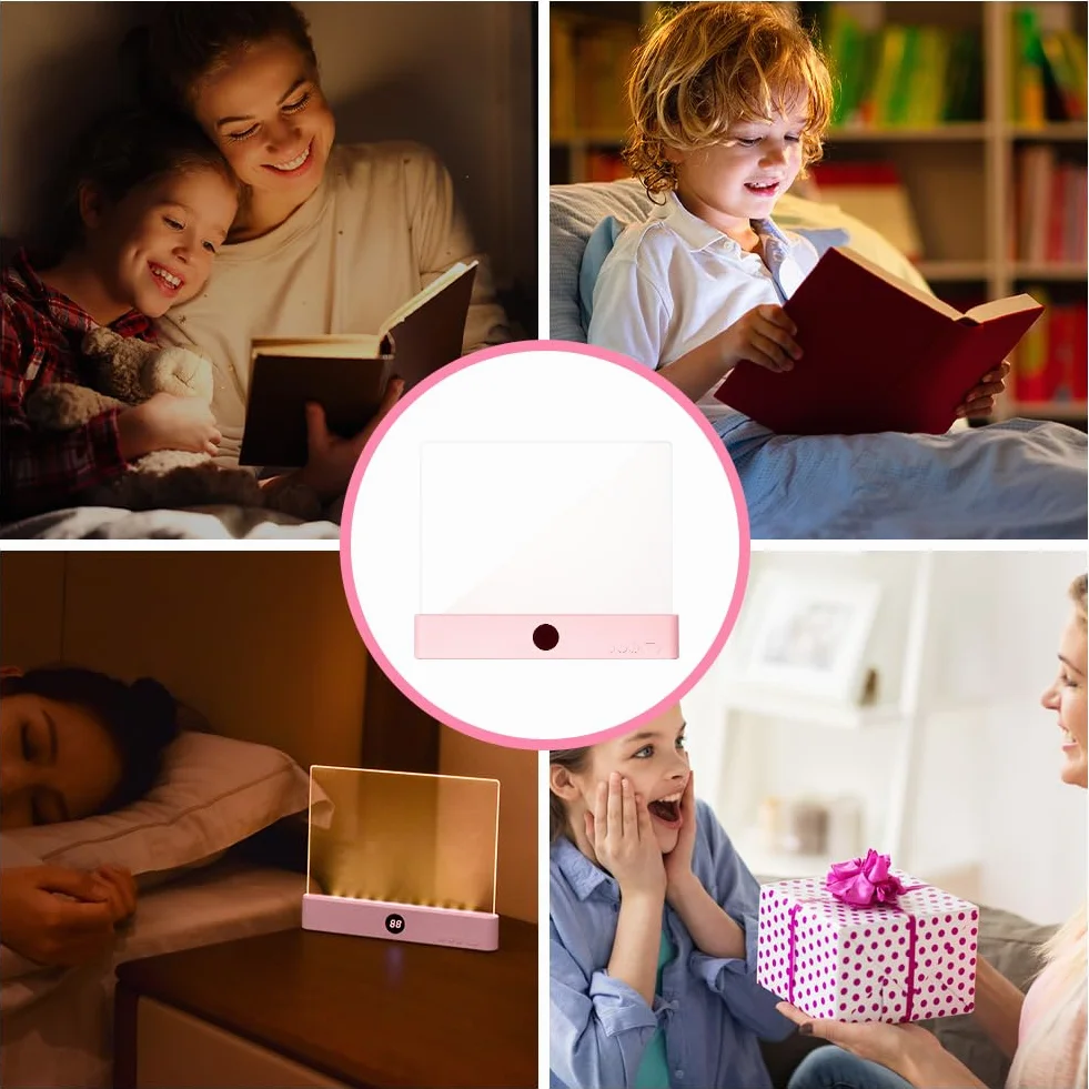 HOTUT Lampe de Livre Plate LED, Lampe de Lecture Portable, Protection des Yeux, Rose
