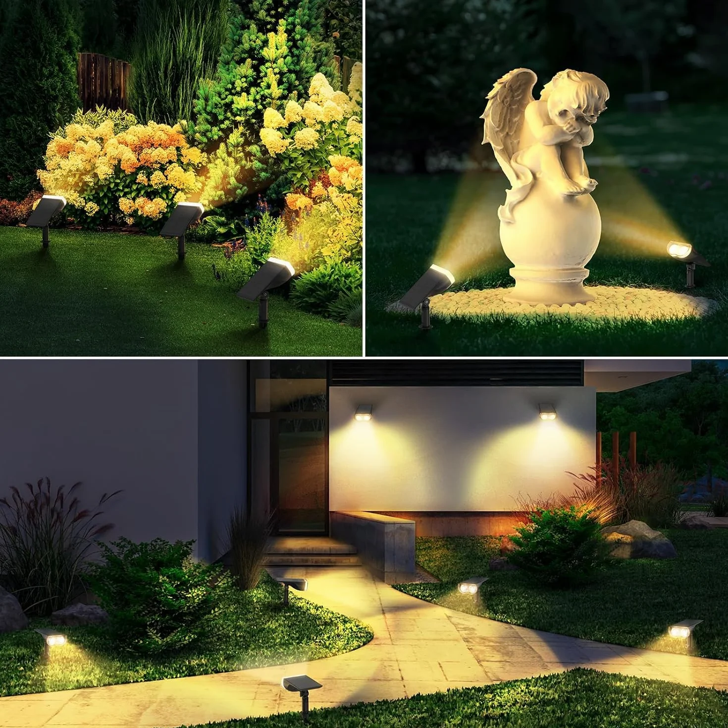 Linkind Lampe Solaire Extérieur 800lm, Spot Solaire 3000K Blanc Chaud, IP65, Lot de 6