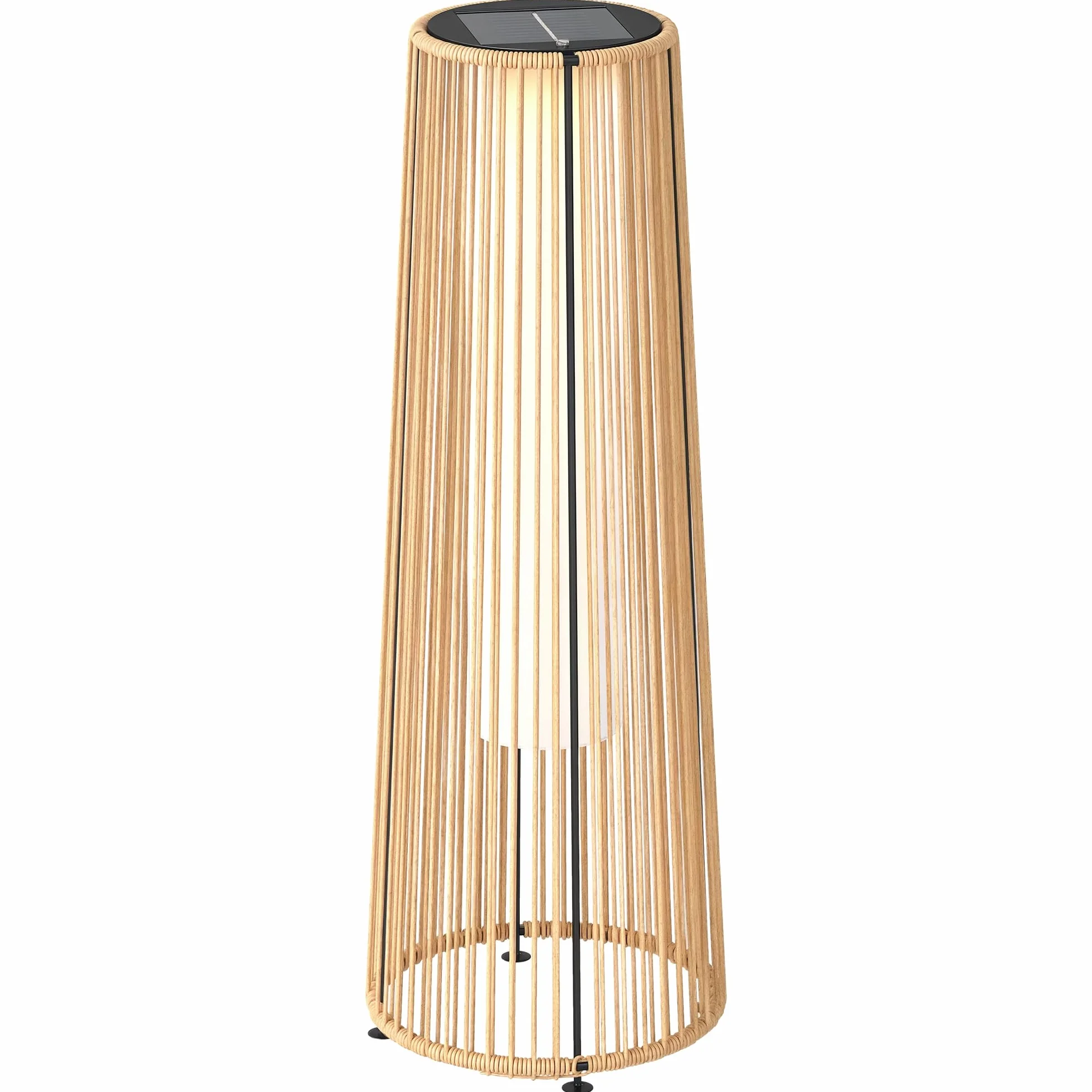 Outsunny Lampadaire LED de jardin style colonial résine tressée Ø 21,5 x 61 cm beige