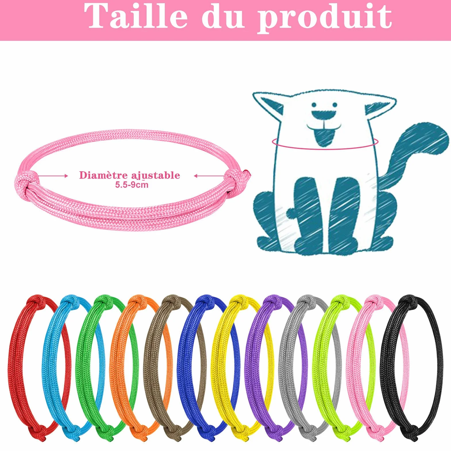Collier Chiot Réglable Coloré 12 Pièces pour Chaton et Animaux de Compagnie