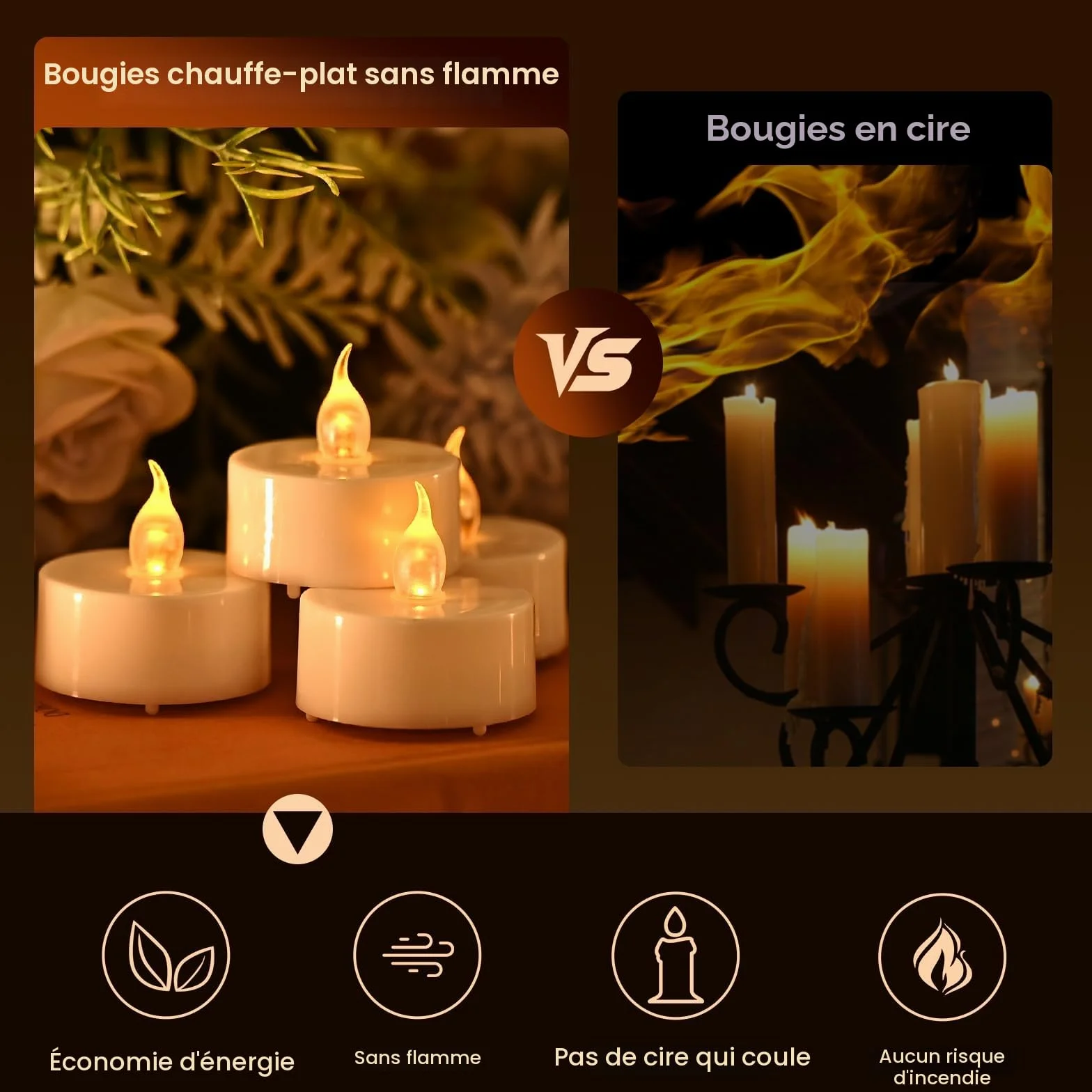 Cimetech 12 Bougies LED Chauffe-Plat avec Minuterie Télécommande Décoration Maison
