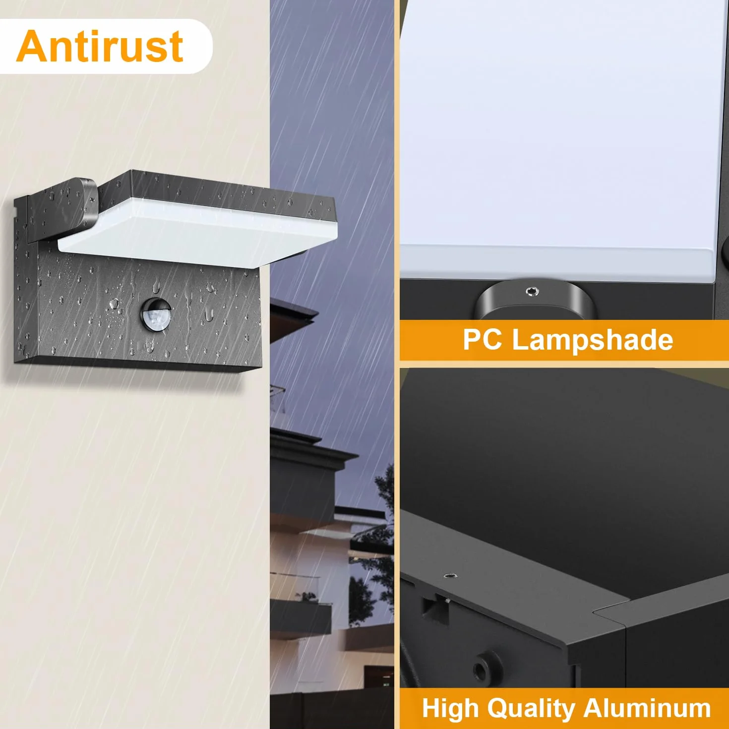Ledmo 60W Applique Murale Exterieur avec Détecteur de Mouvement 5000LM Noir IP65
